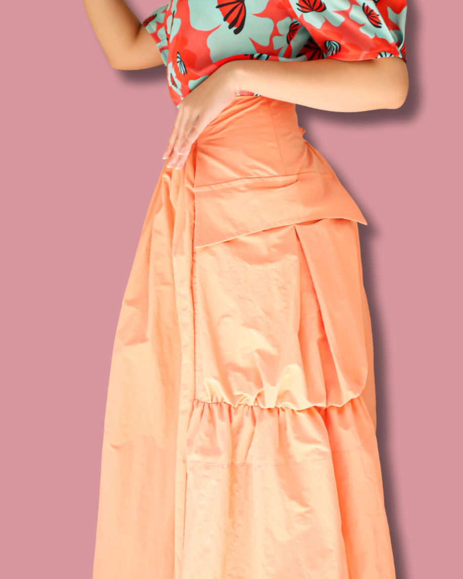 BASIC NYLON SKIRT IN PEACH