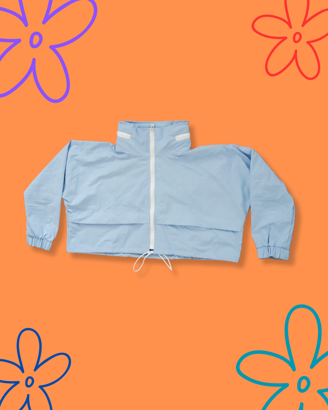 BASIC BLUE NYLON CROP JACKET