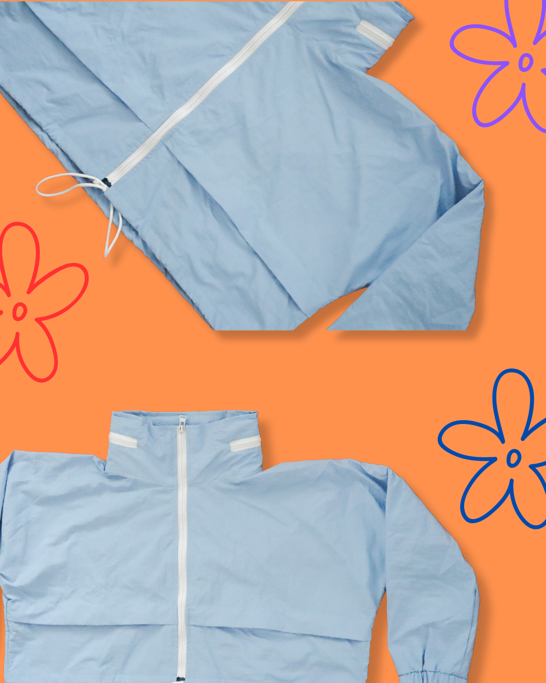 BASIC BLUE NYLON CROP JACKET