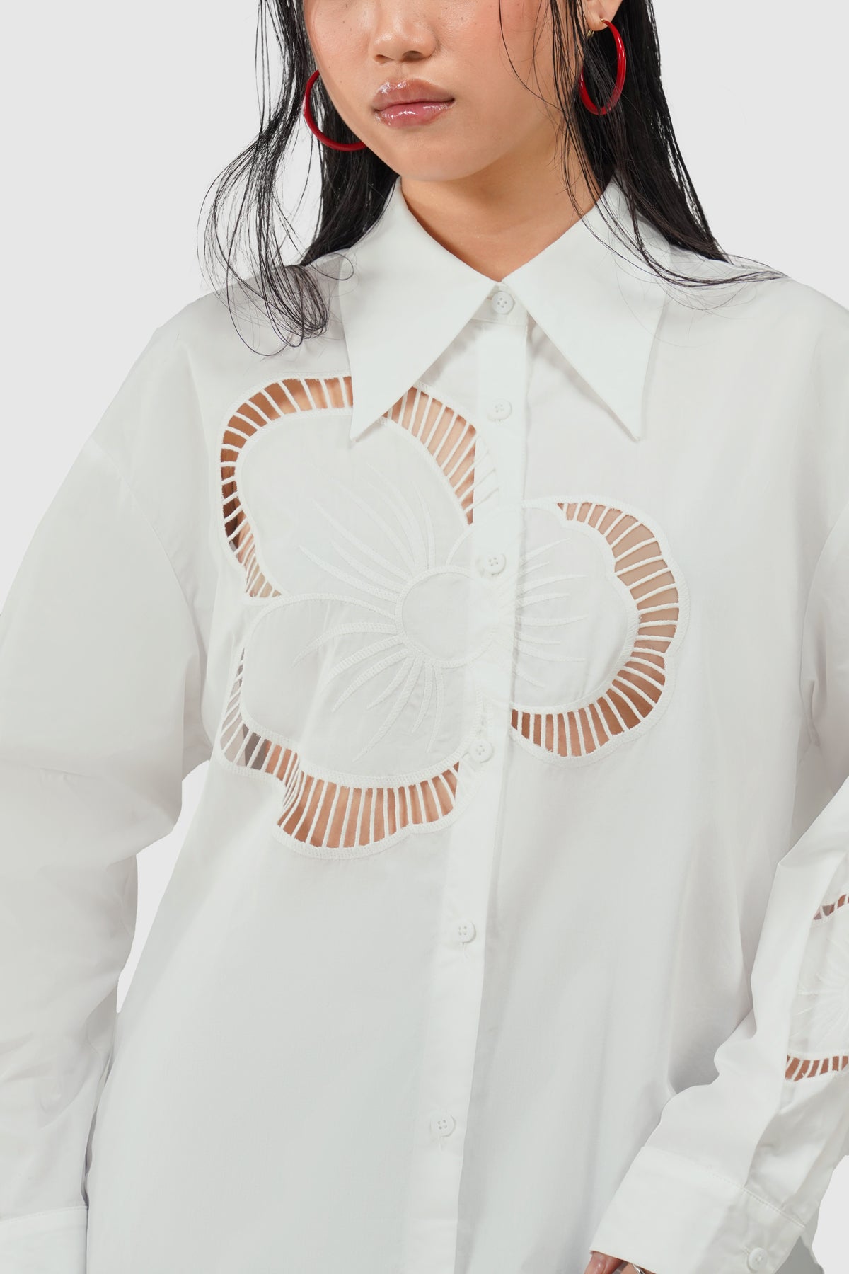 Amélie Embroidery Shirt - White