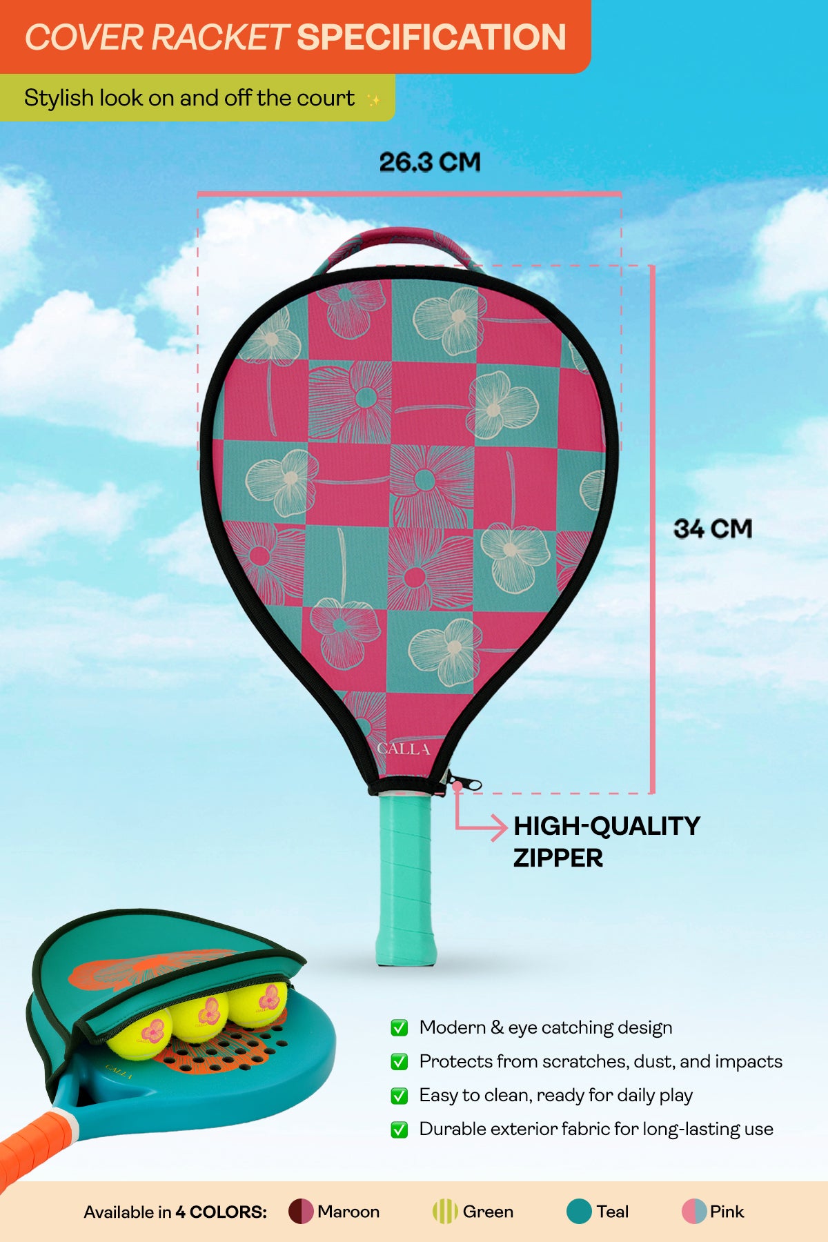 Blooming Pansy Padel Racket Cover