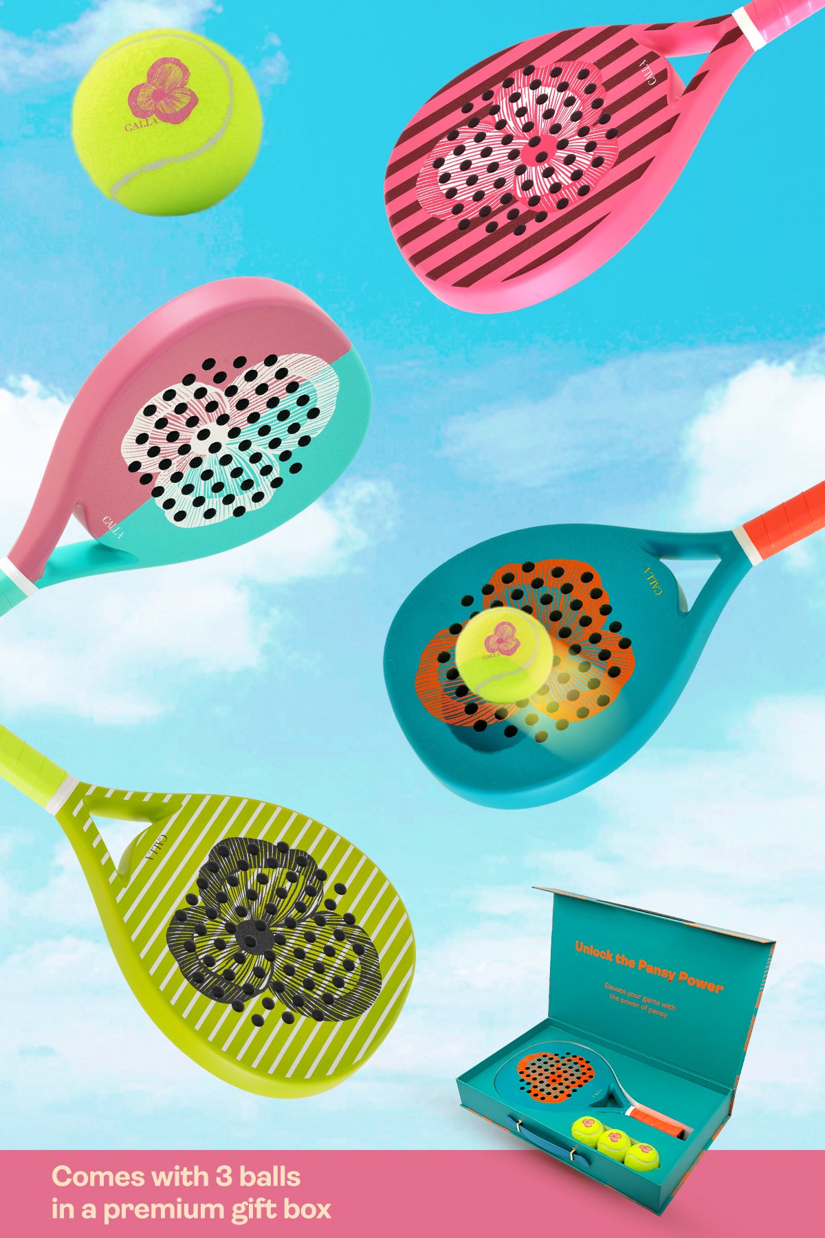 Blooming Pansy Padel Racket Package