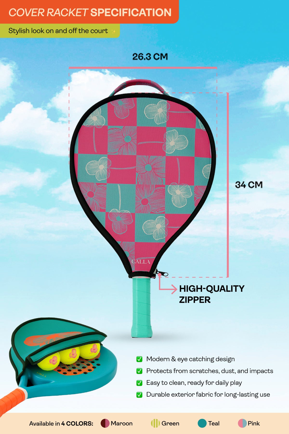 Bundling Padel Racket and Cover - Teal