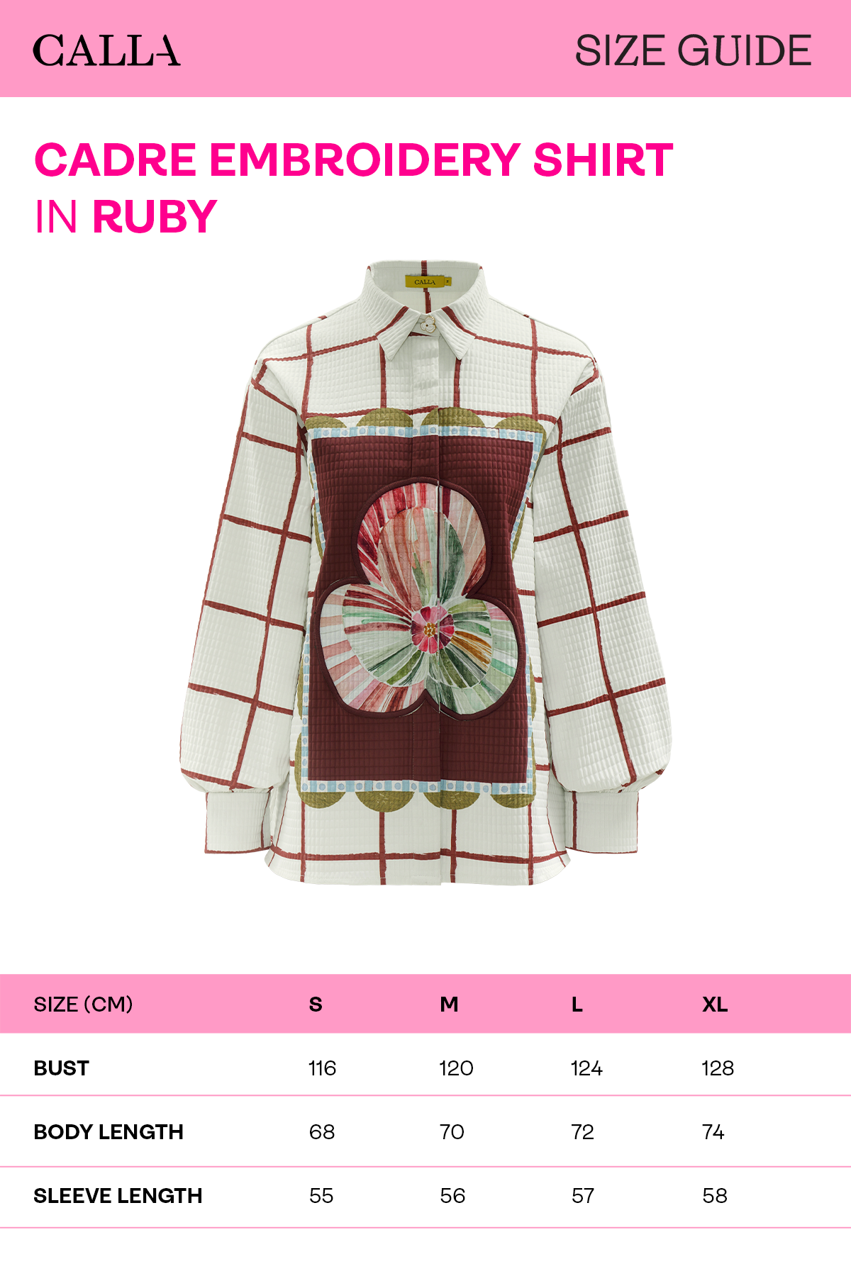 Cadre Embroidery Shirt - Ruby
