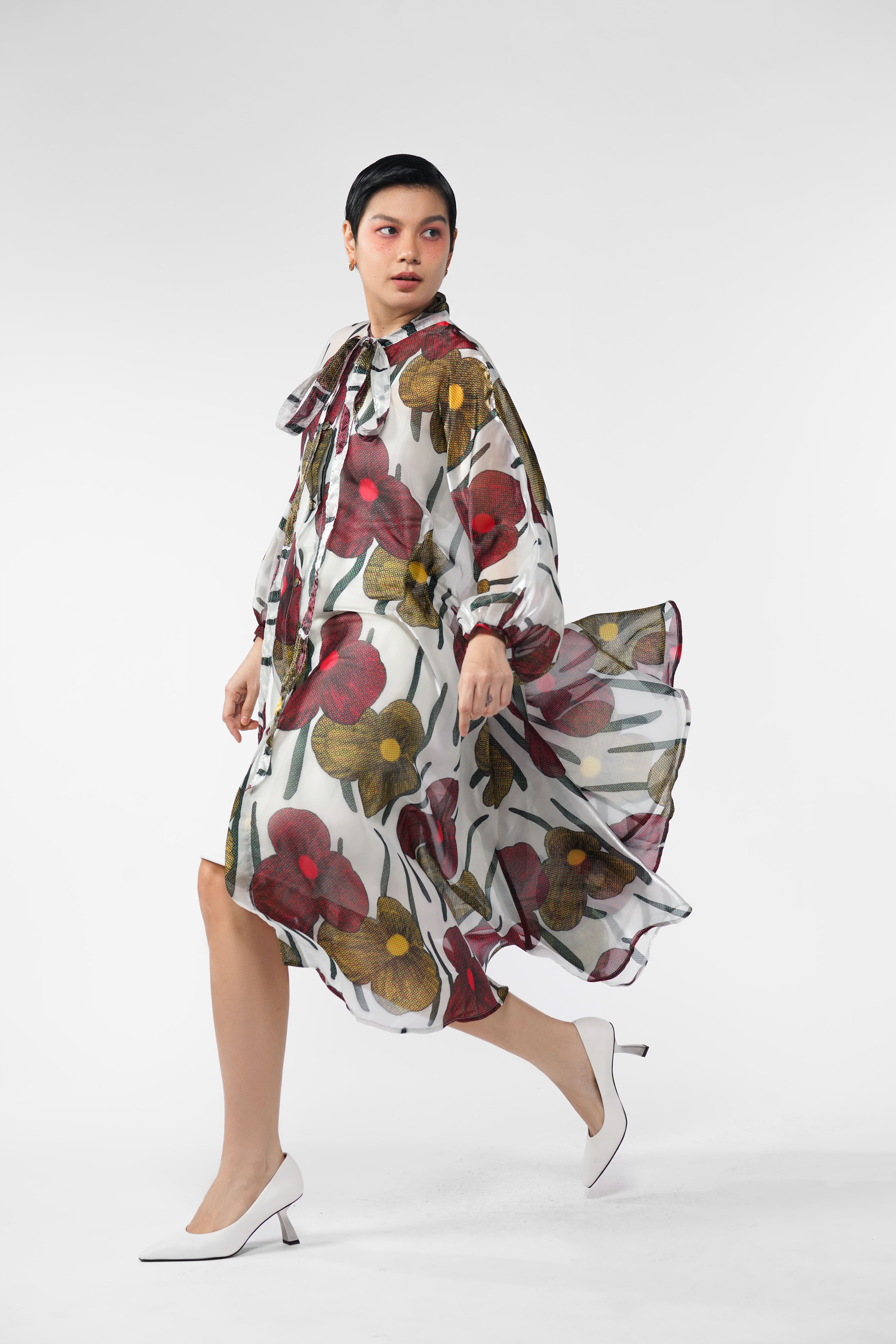Cerise Sheer Dress - Tropical