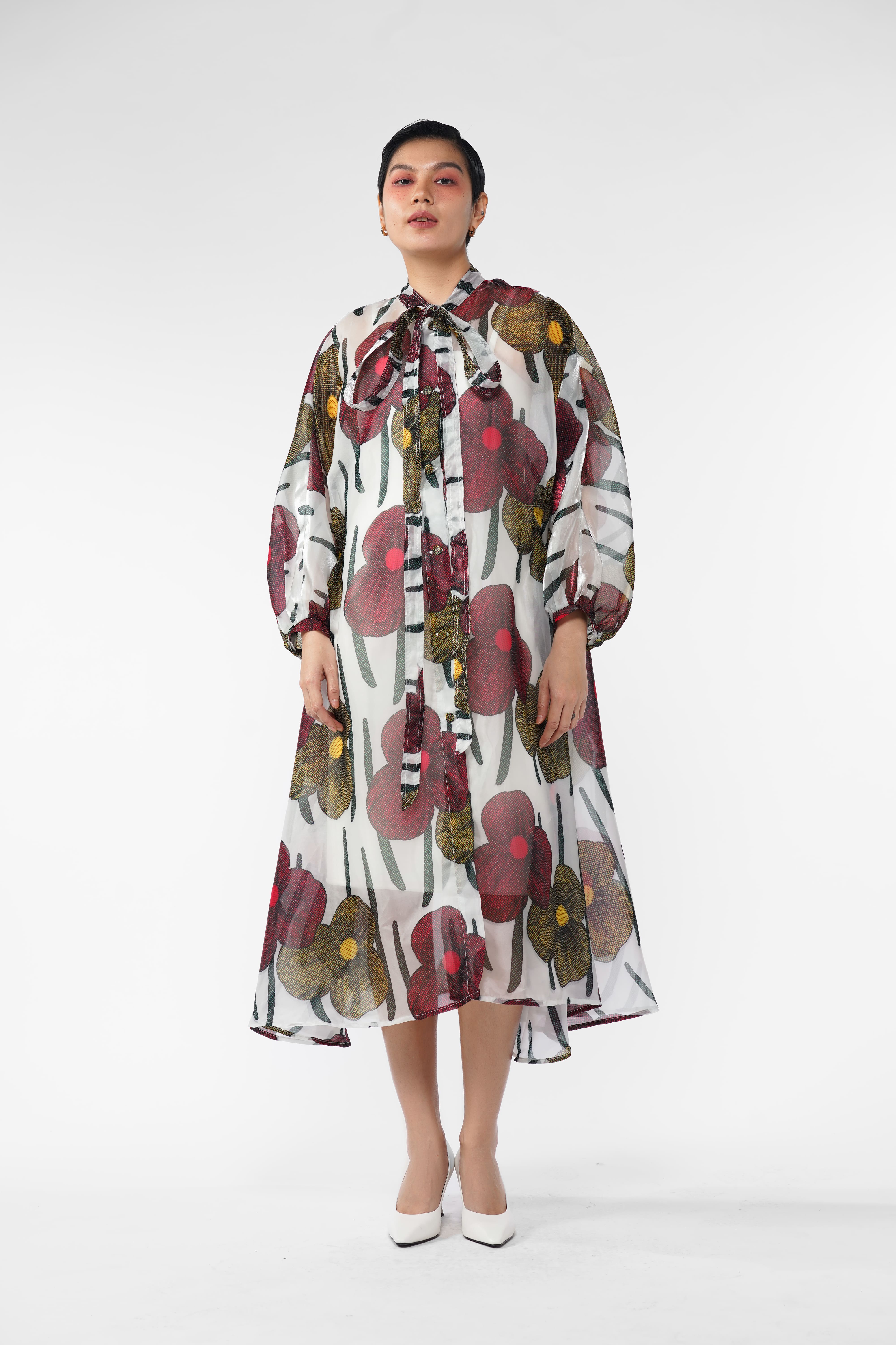 Cerise Sheer Dress - Tropical