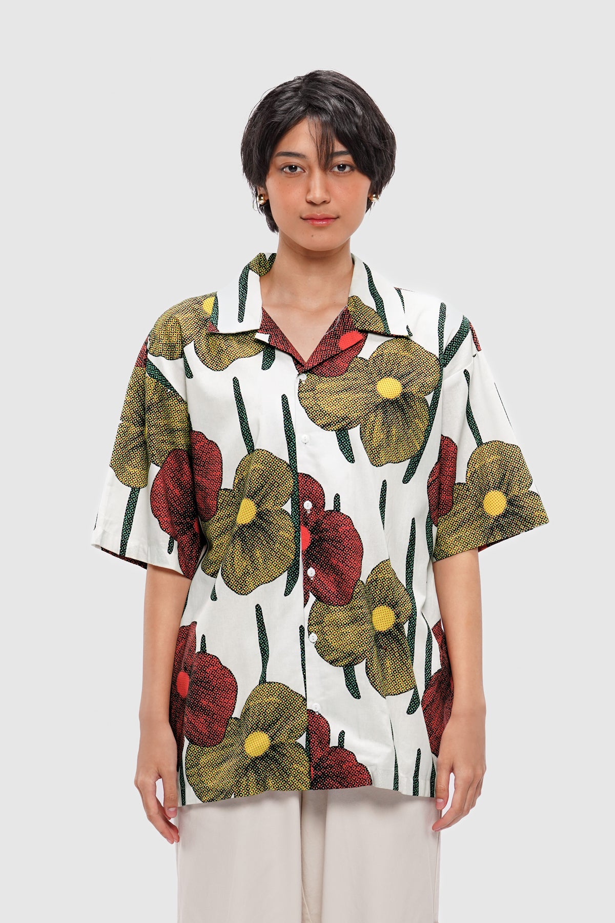 Cerise Cotton Shirt - Tropical