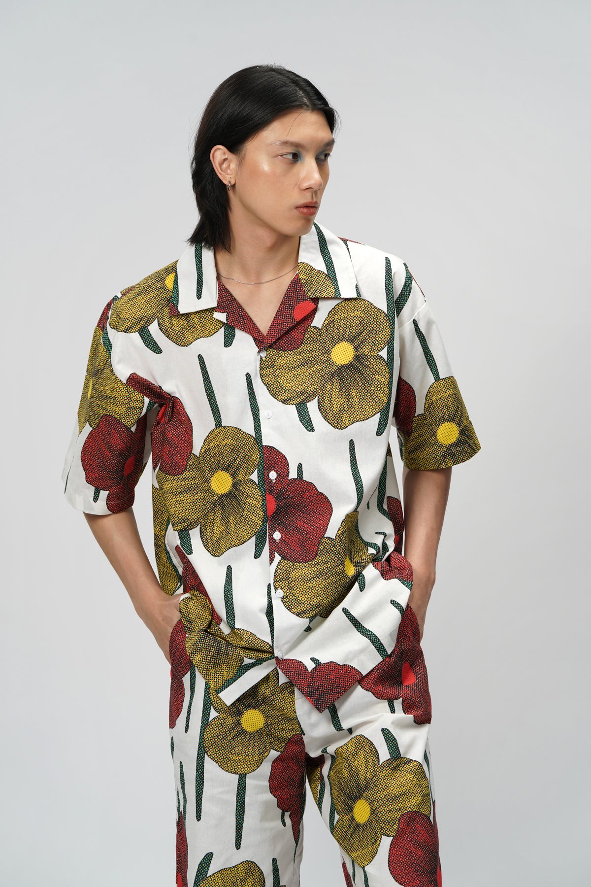 Cerise Cotton Shirt - Tropical