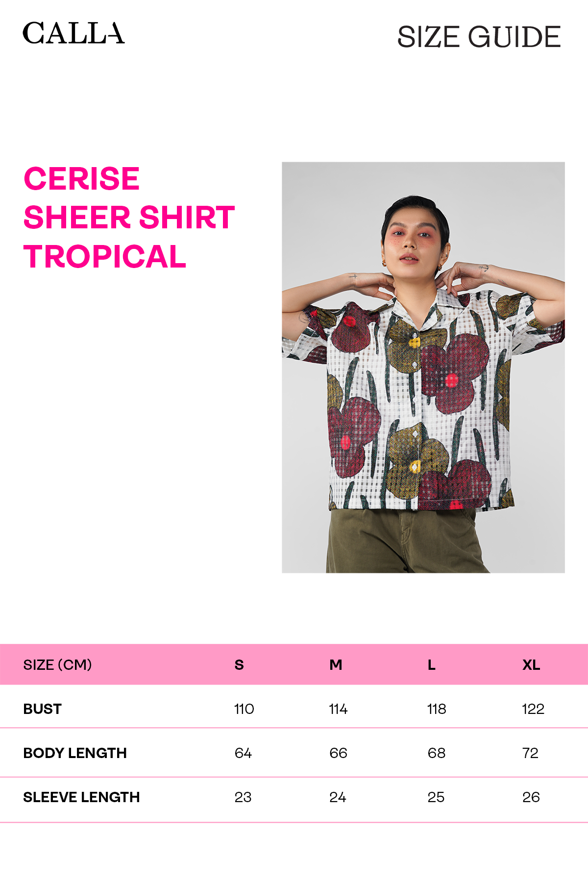 Cerise Sheer Shirt - Tropical