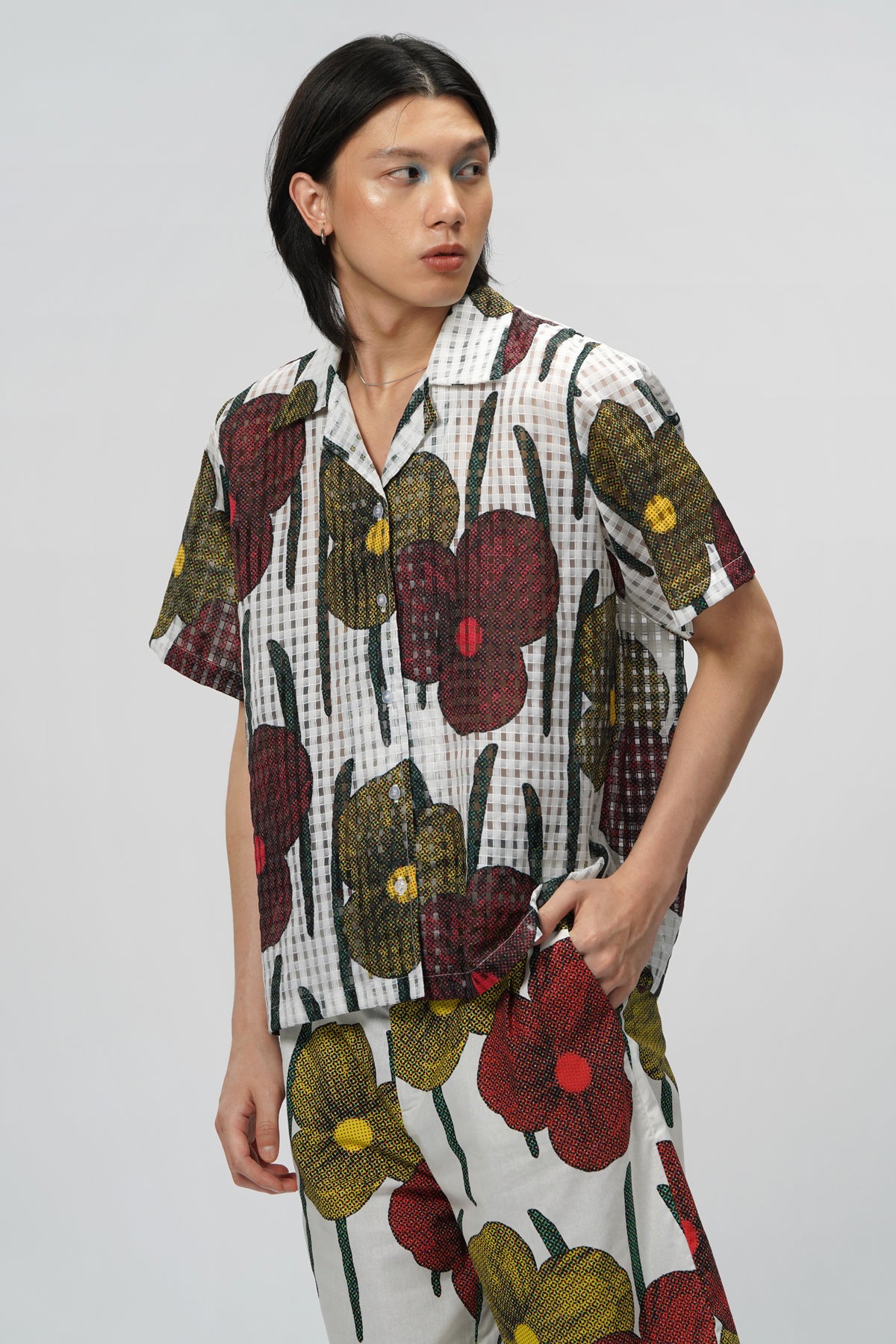 Cerise Sheer Shirt - Tropical