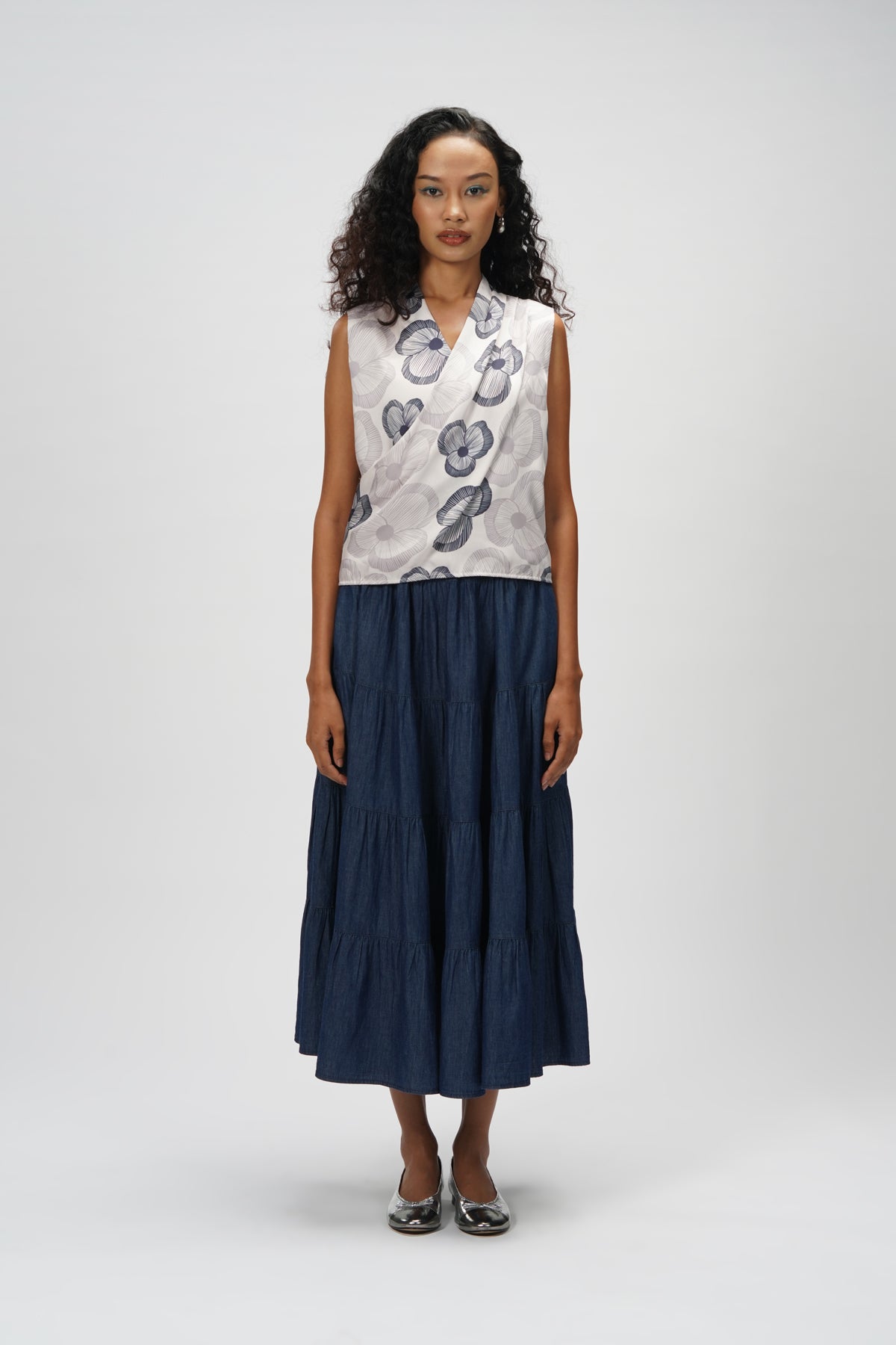 Chloe Draped Blouse - Ash