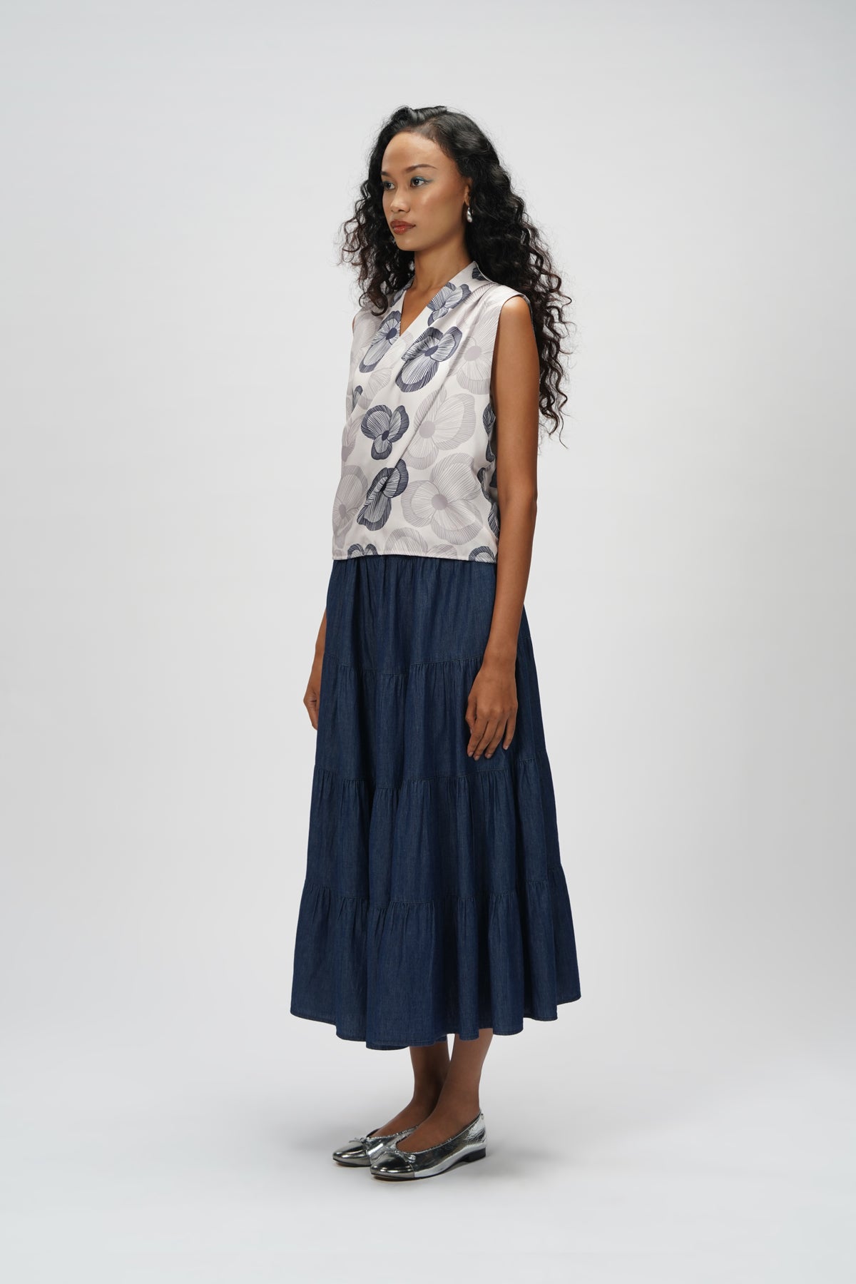 Chloe Draped Blouse - Ash