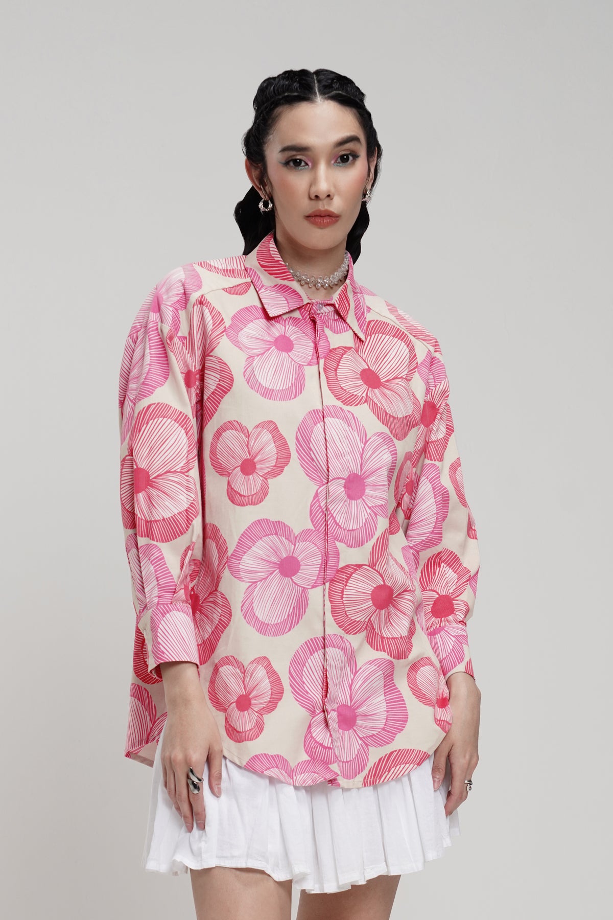 Cinta Corduroy Long Shirt - Pink