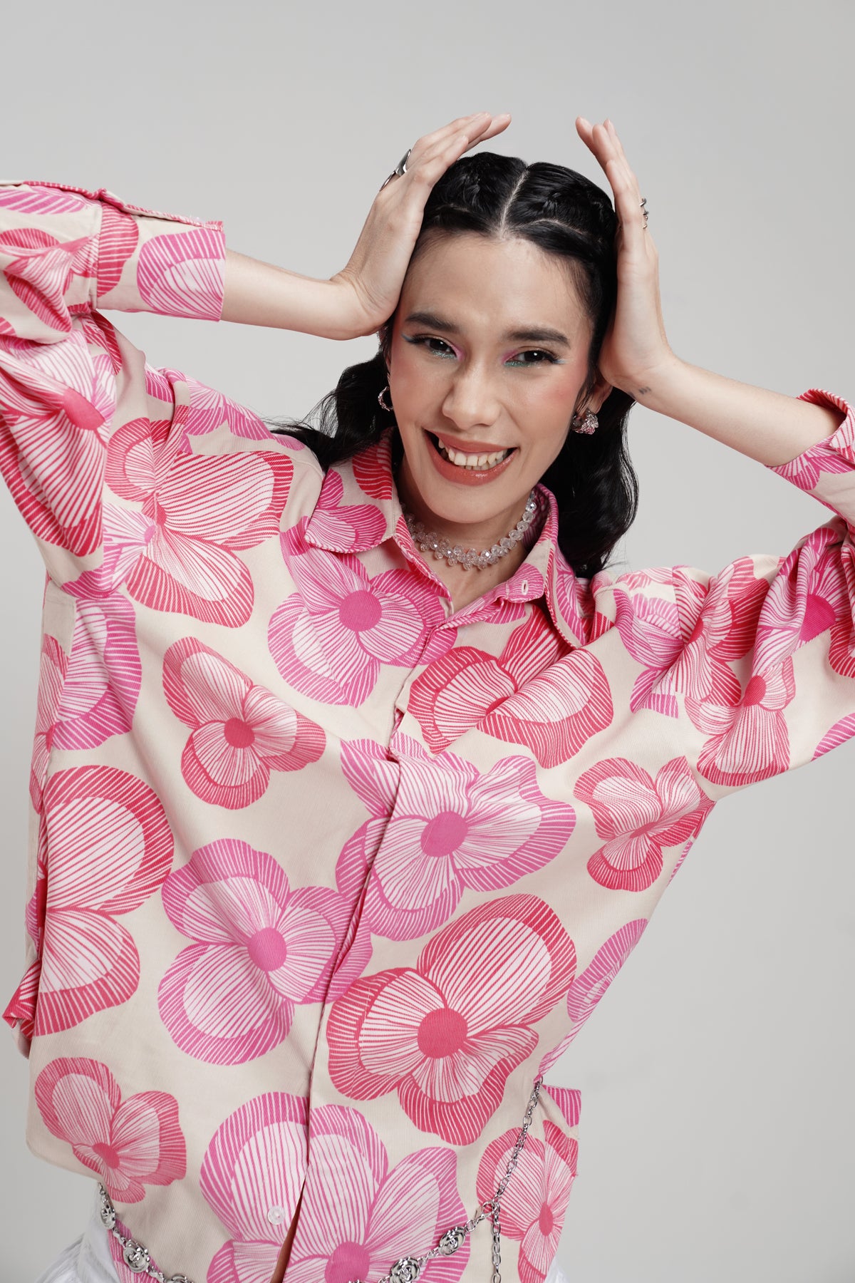 Cinta Corduroy Long Shirt - Pink