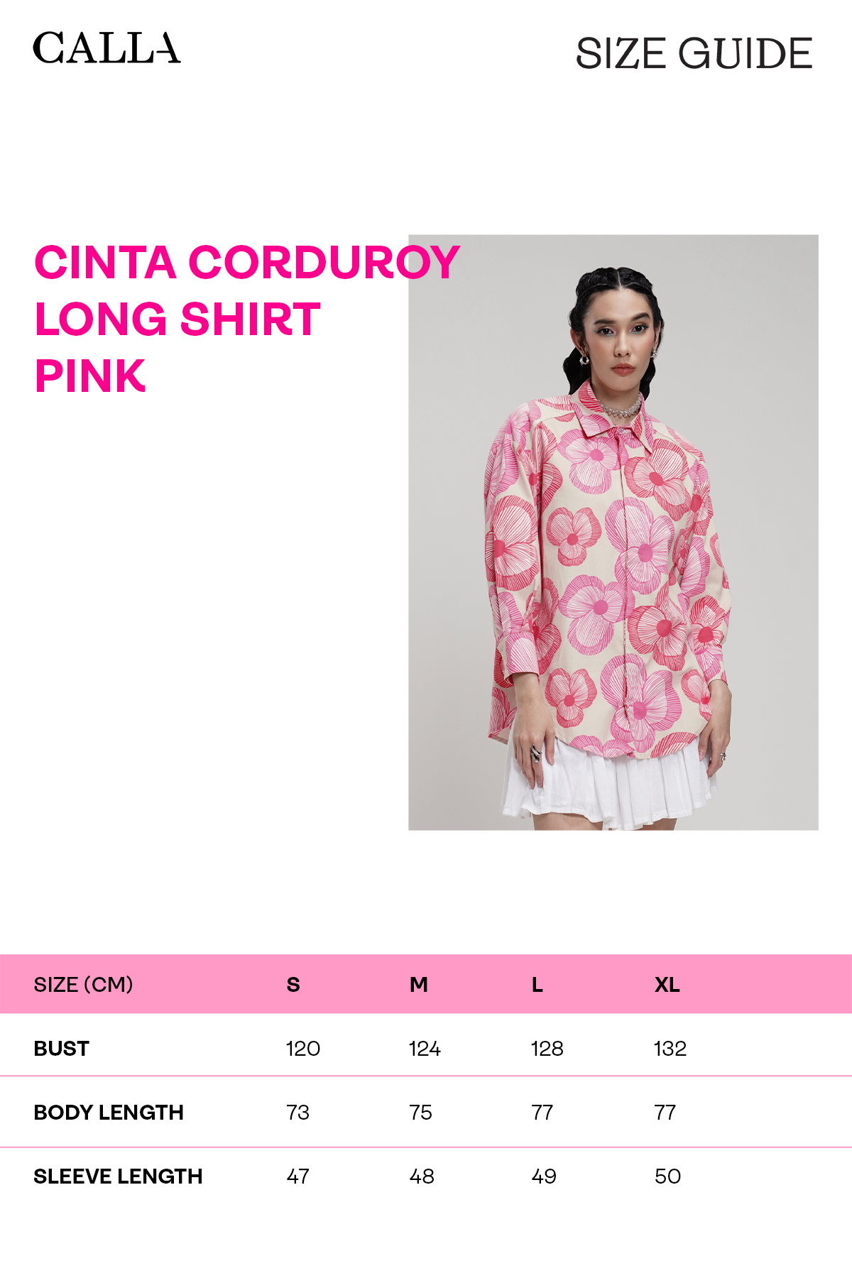 Cinta Corduroy Long Shirt - Pink