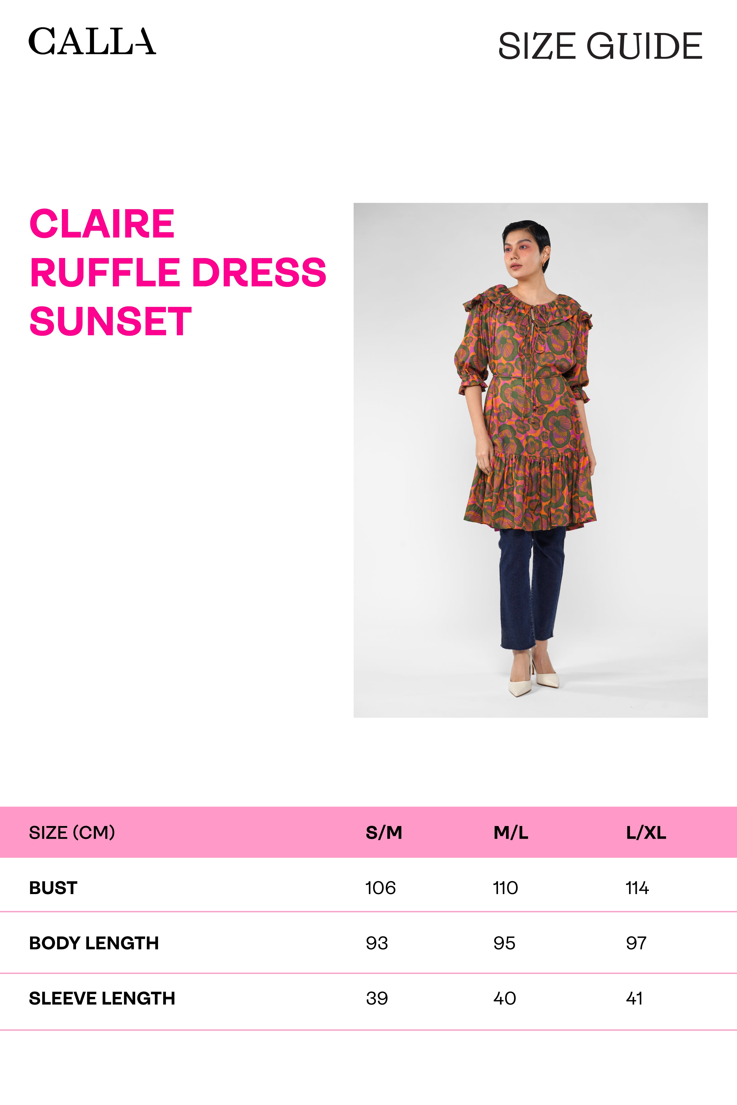 Claire Ruffle Dress - Sunset