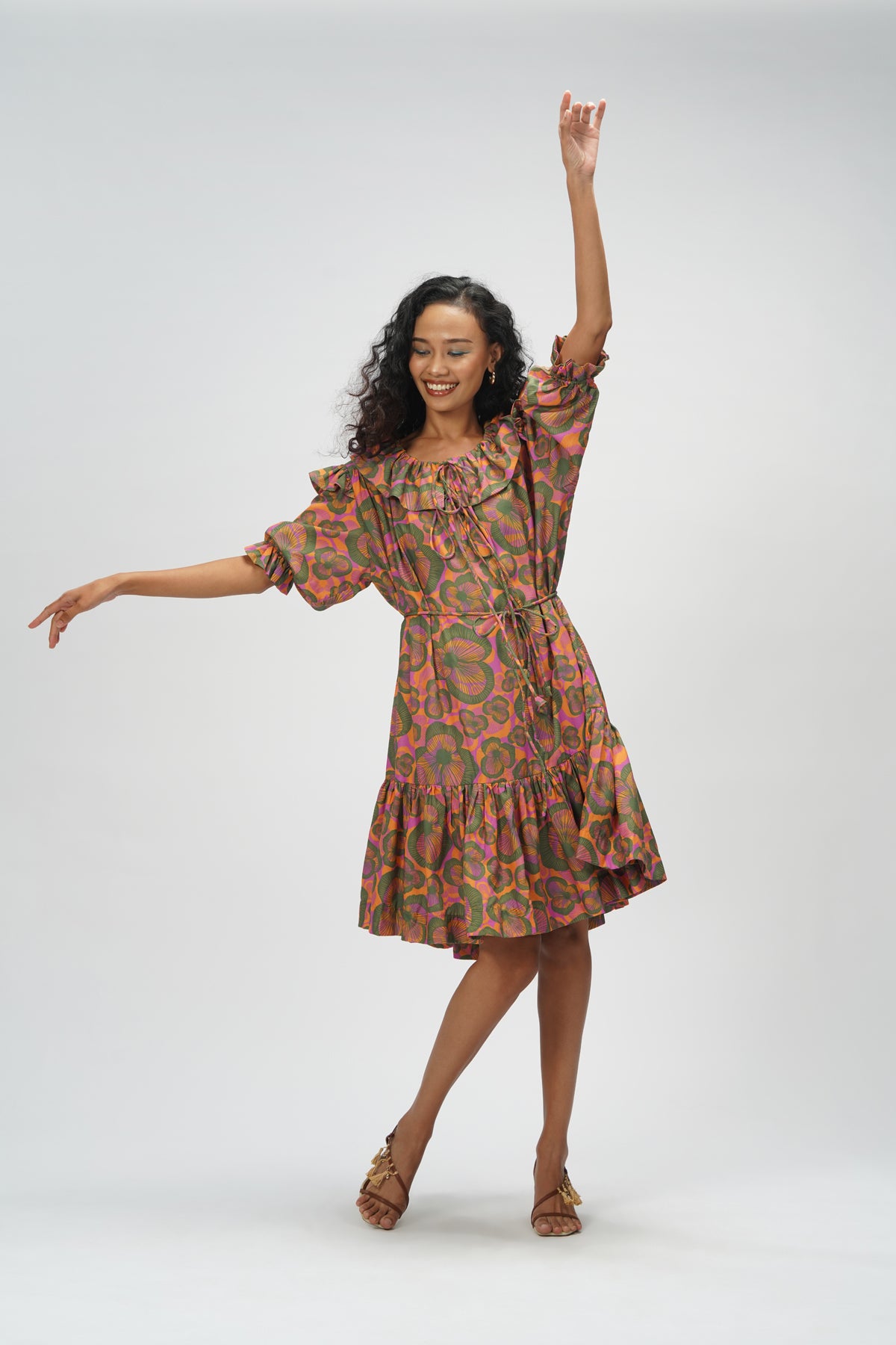 Claire Ruffle Dress - Sunset