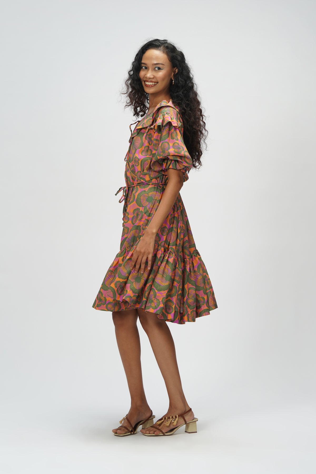 Claire Ruffle Dress - Sunset