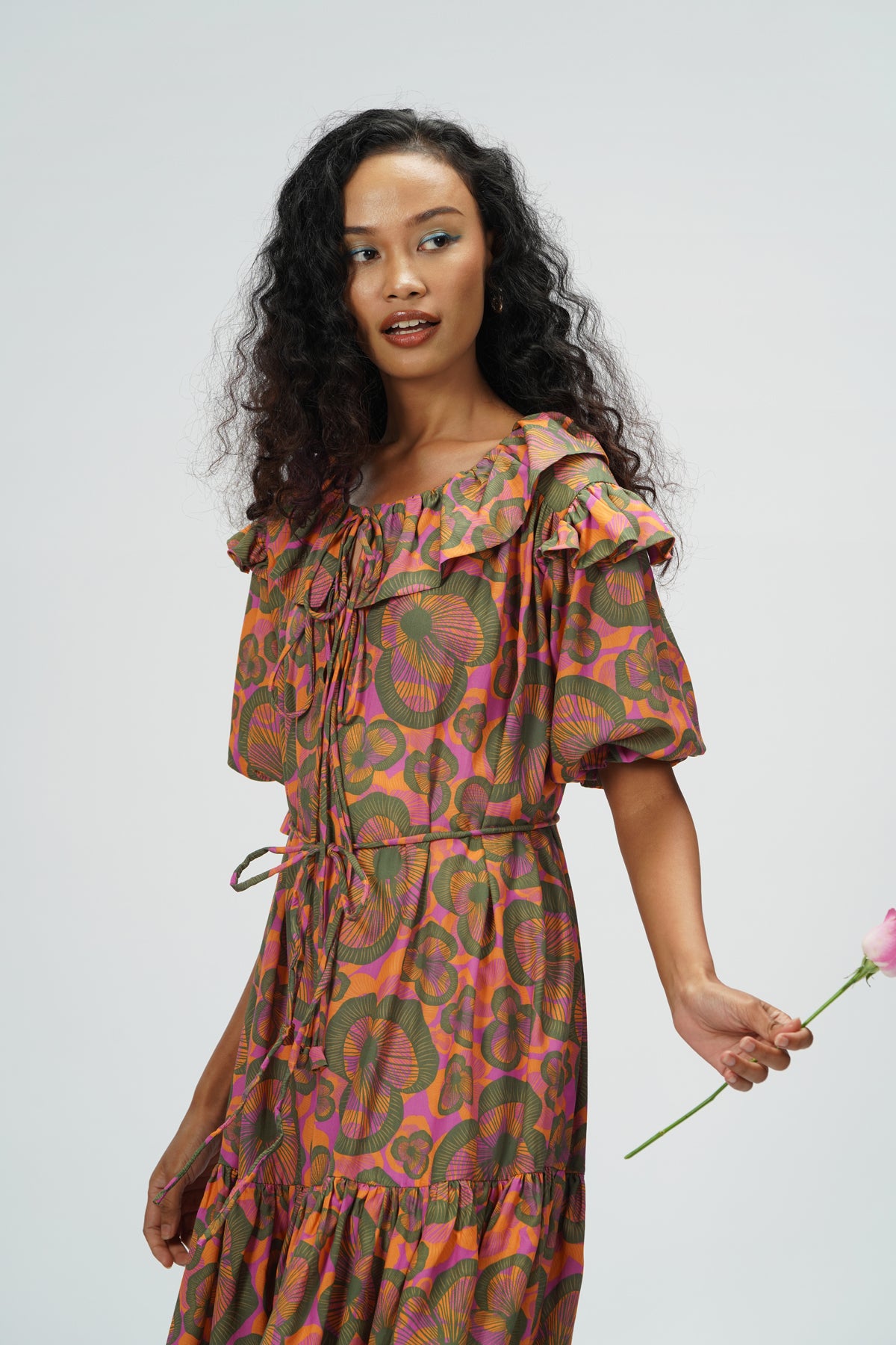 Claire Ruffle Dress - Sunset