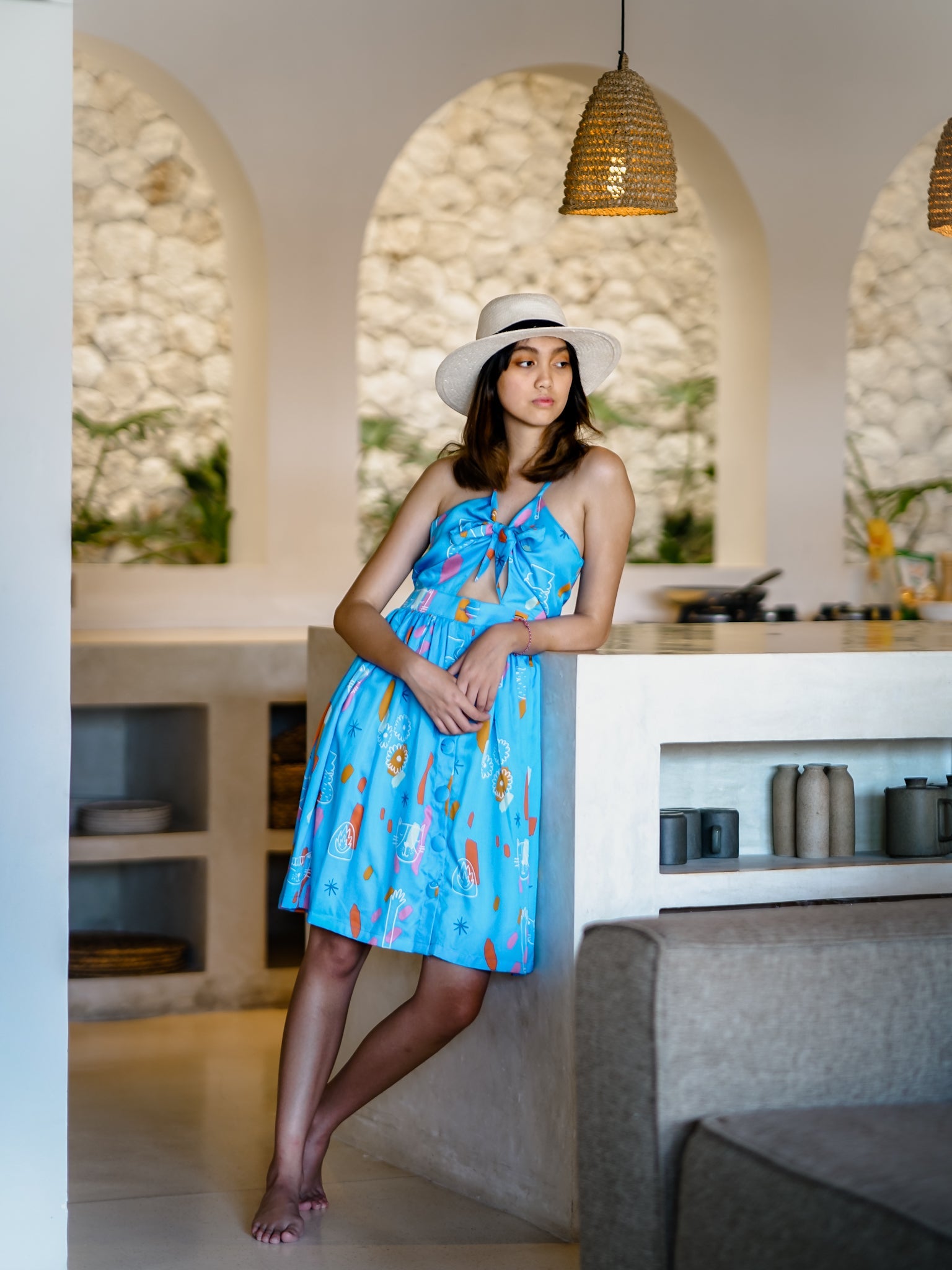 CAT BLUE RIBBON DRESS