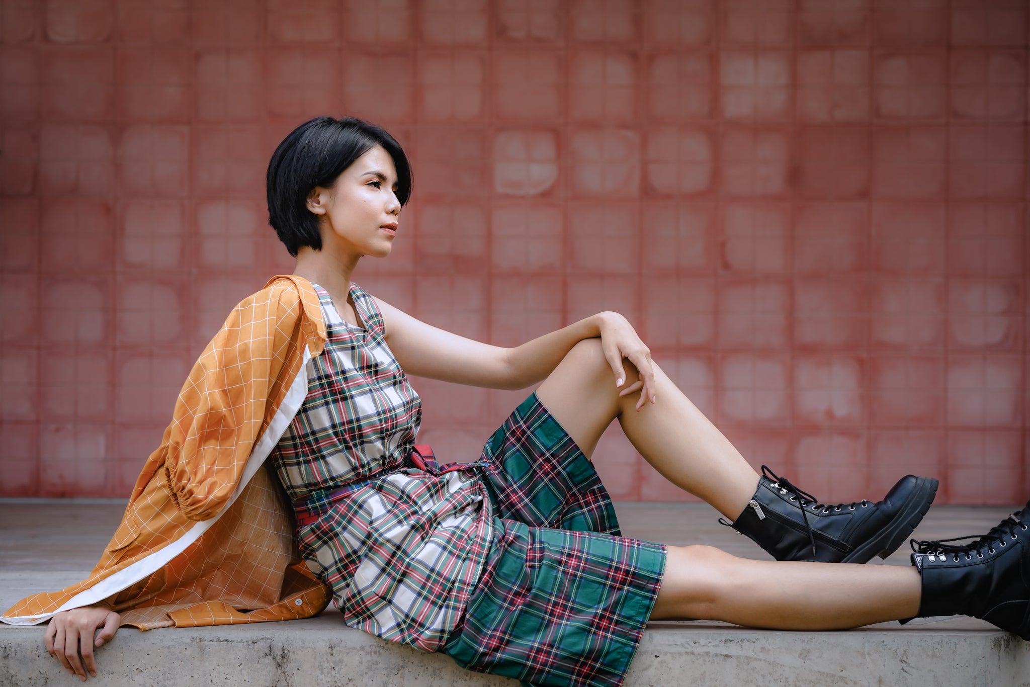 BASIC TARTAN BERMUDA PANTS IN GREEN