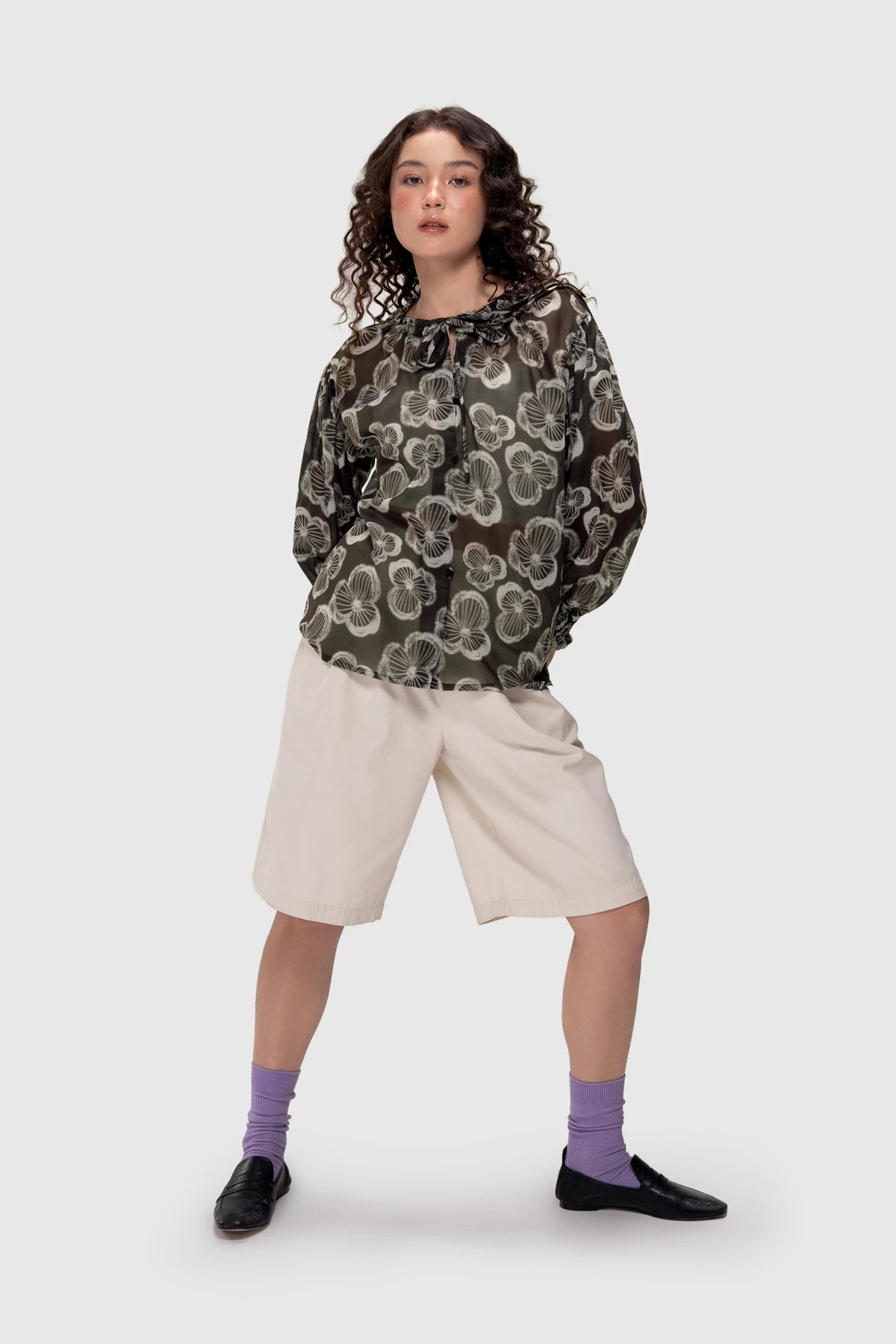 Dolce Tie Neck Shirt - Oat