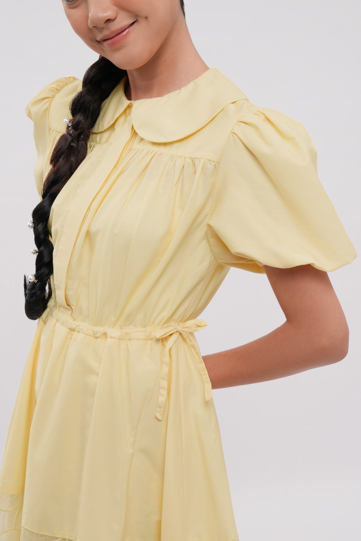 Elora Drawstring Dress - Butter