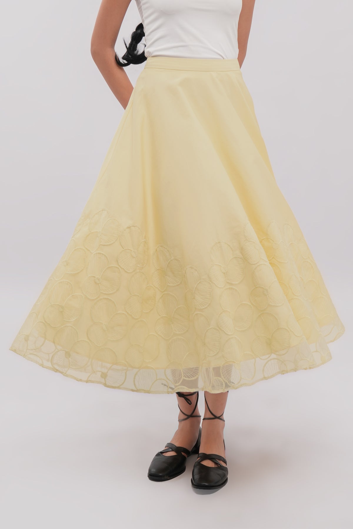 Elora Organza Skirt - Butter