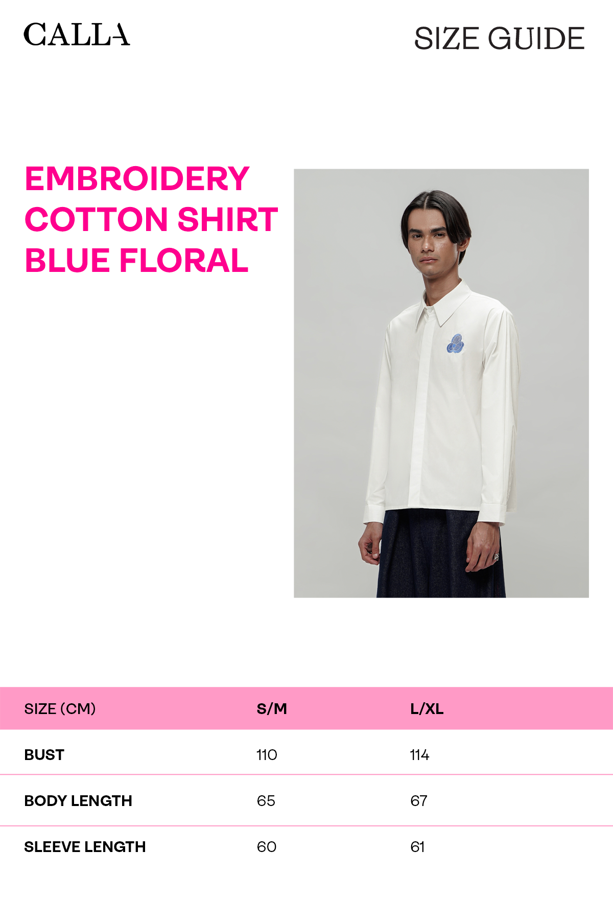Embroidery Cotton Shirt - Blue Floral