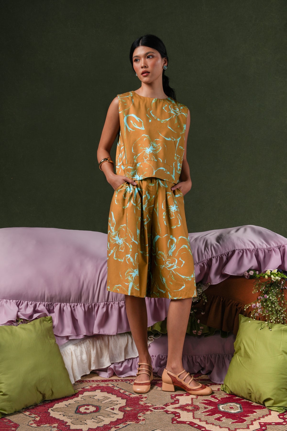 Fioren Sleeveless Blouse - Ochre