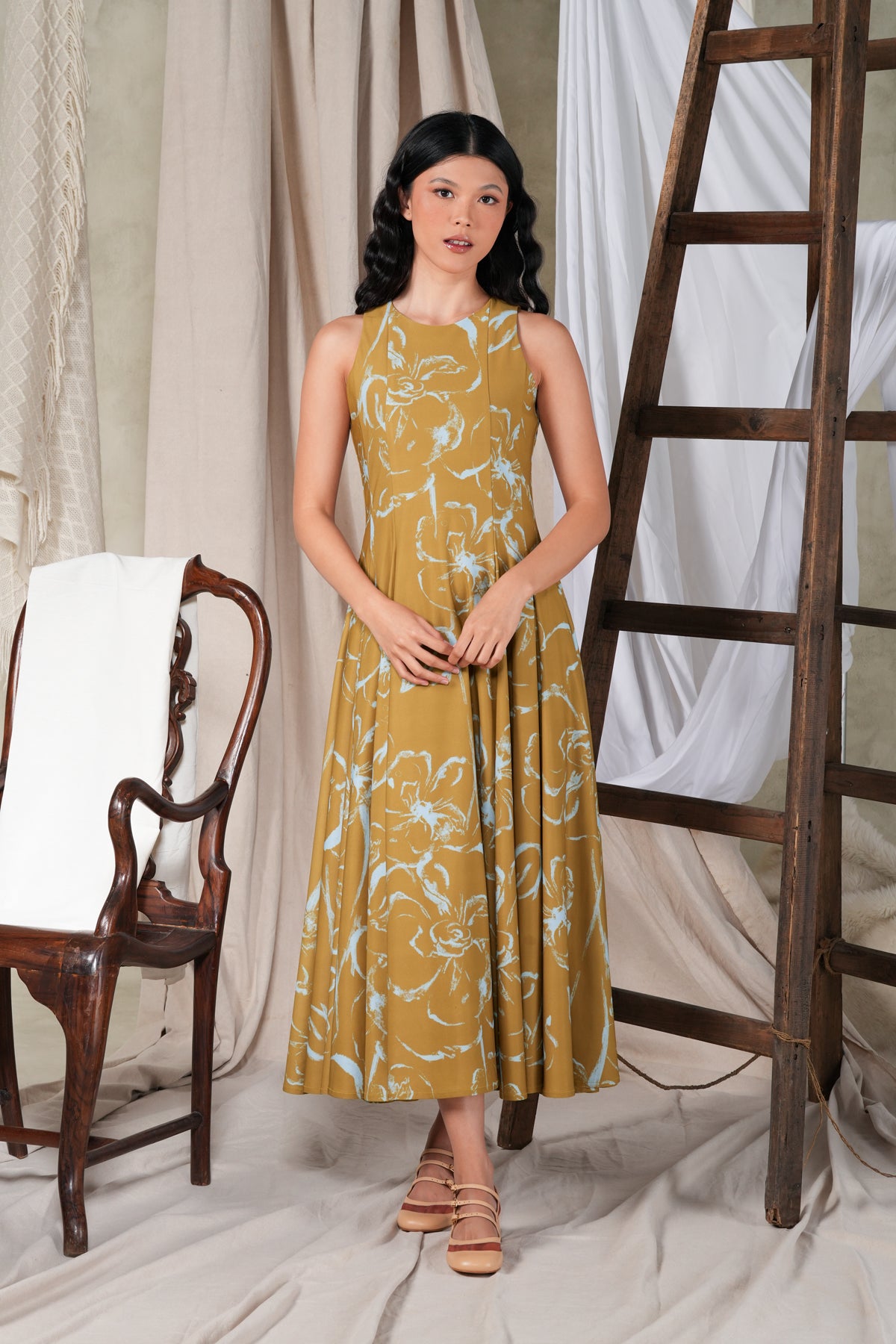 Fioren Sleeveless Dress - Ochre