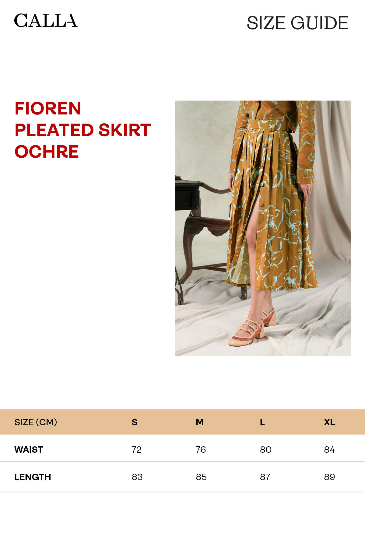 Fioren Pleated Skirt - Ochre