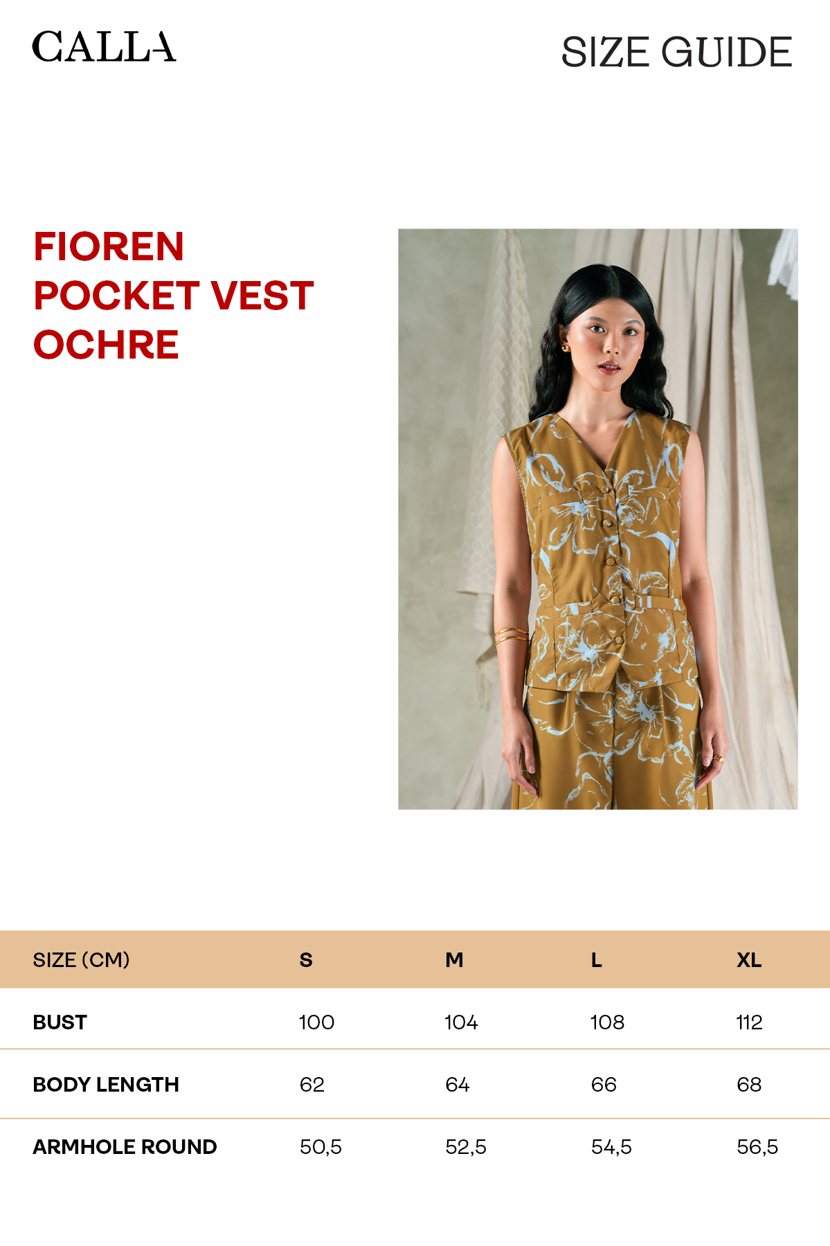 Fioren Pocket Vest - Ochre