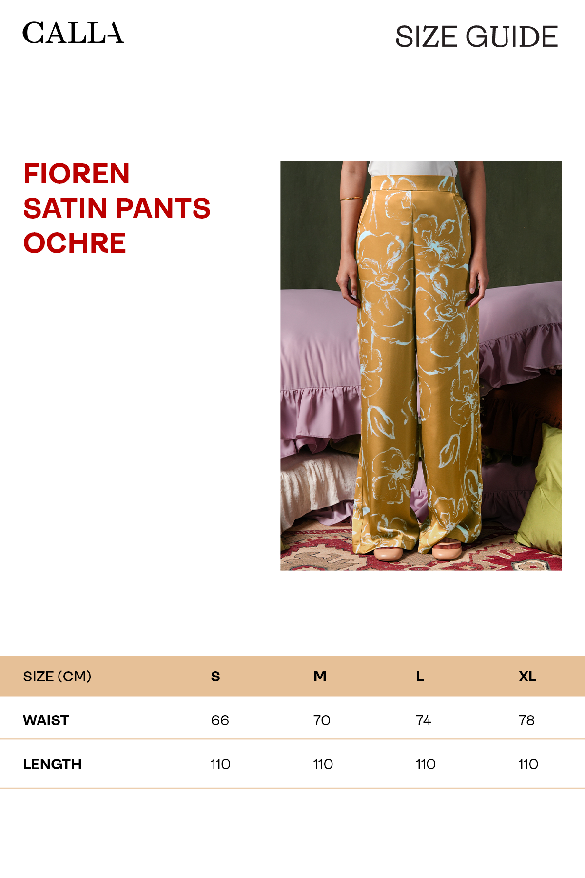 Fioren Satin Pants - Ochre