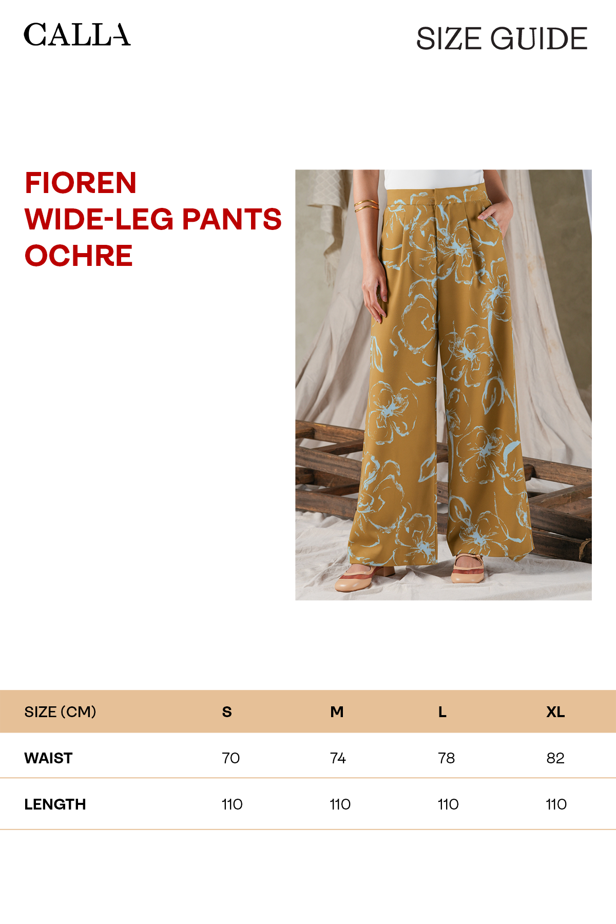 Fioren Wide-Leg Pants - Ochre