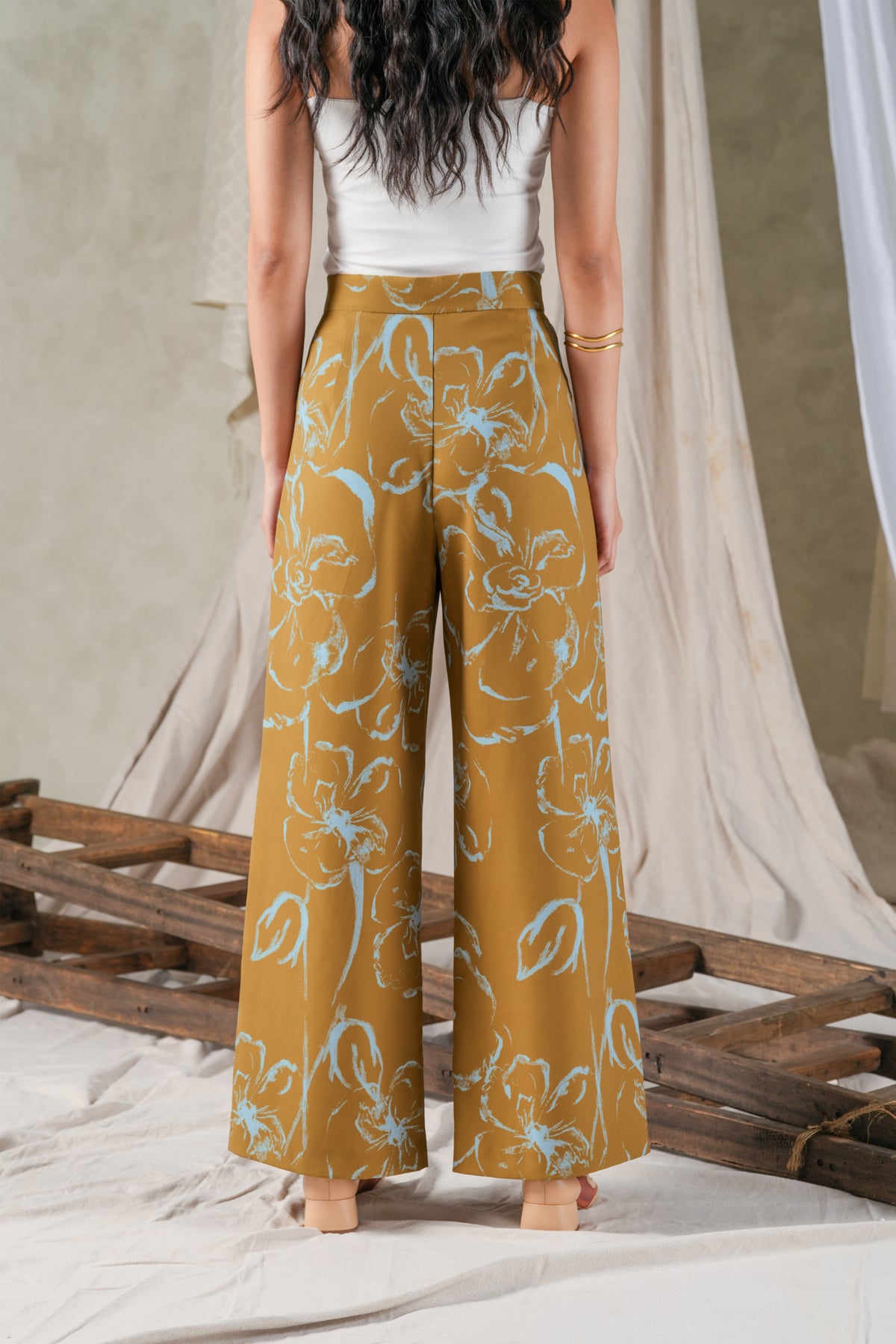 Fioren Wide-Leg Pants - Ochre