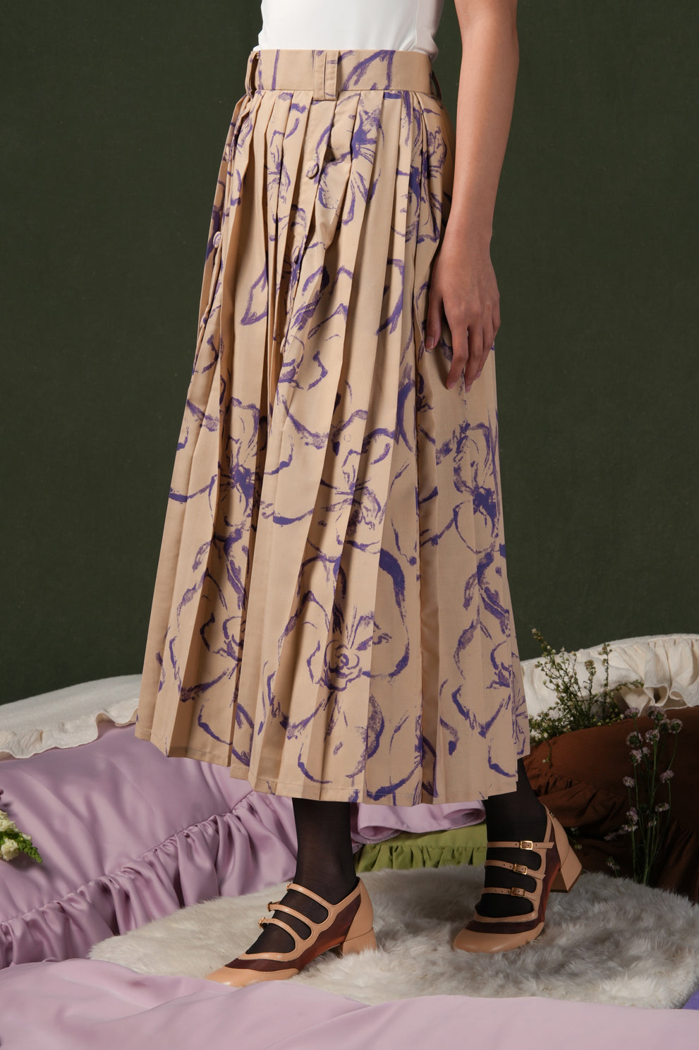 Fioresse Pleated Skirt - Ecru