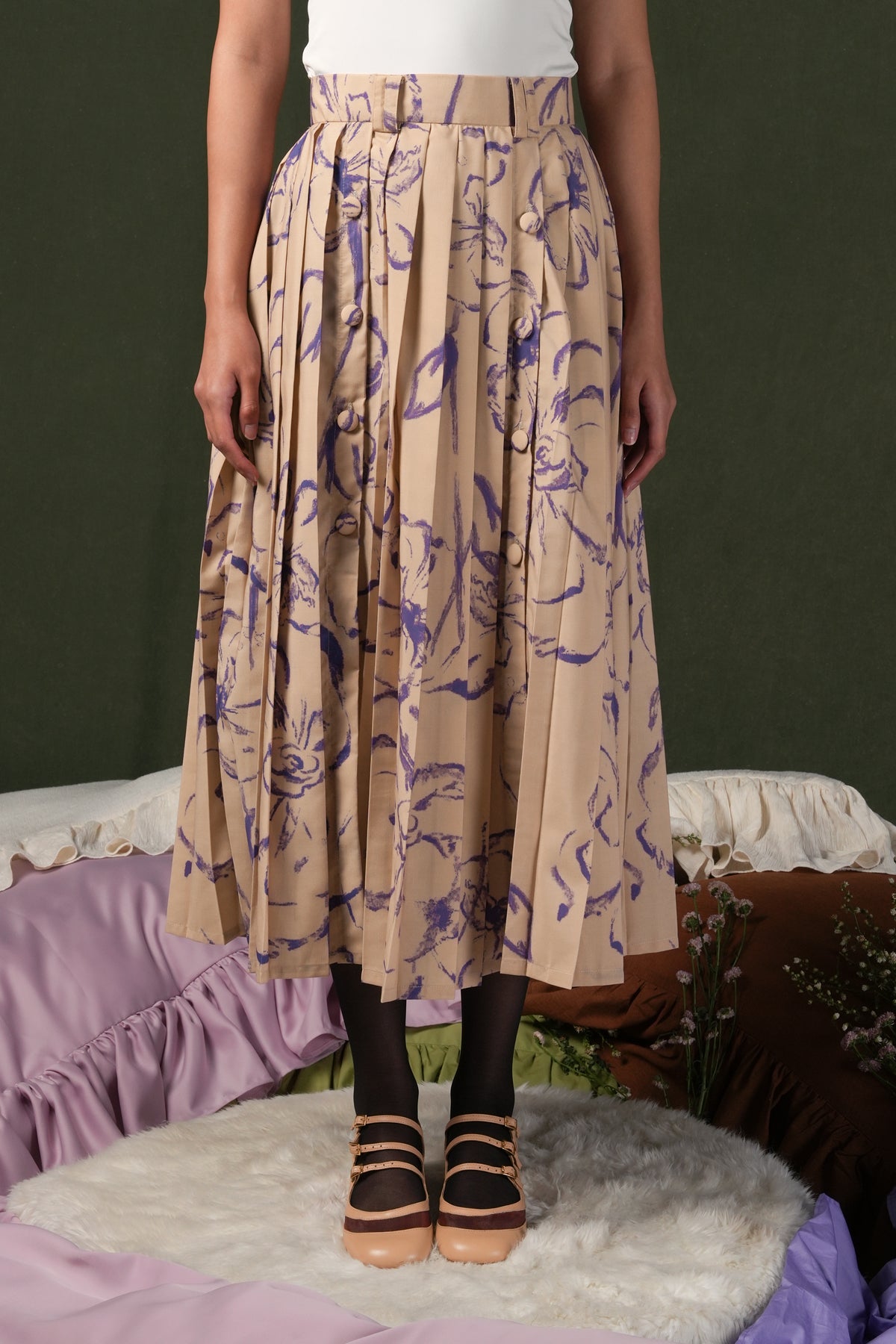 Fioresse Pleated Skirt - Ecru