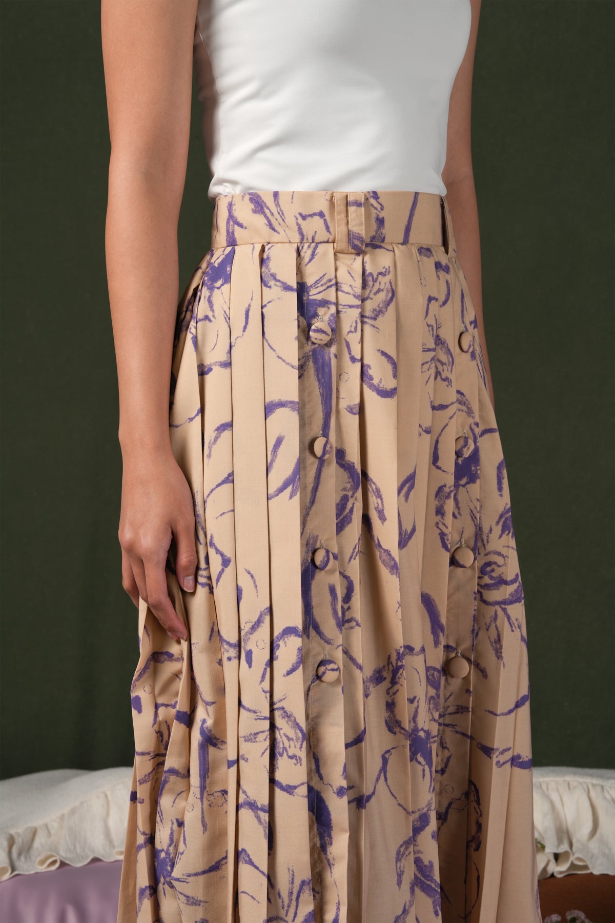 Fioresse Pleated Skirt - Ecru