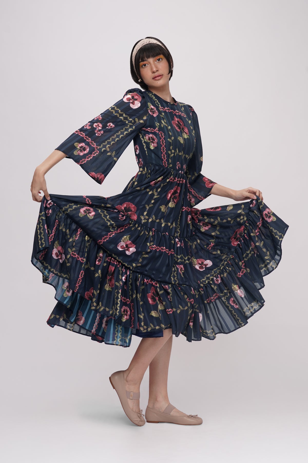 Grannies Tiered Dress - Ocean