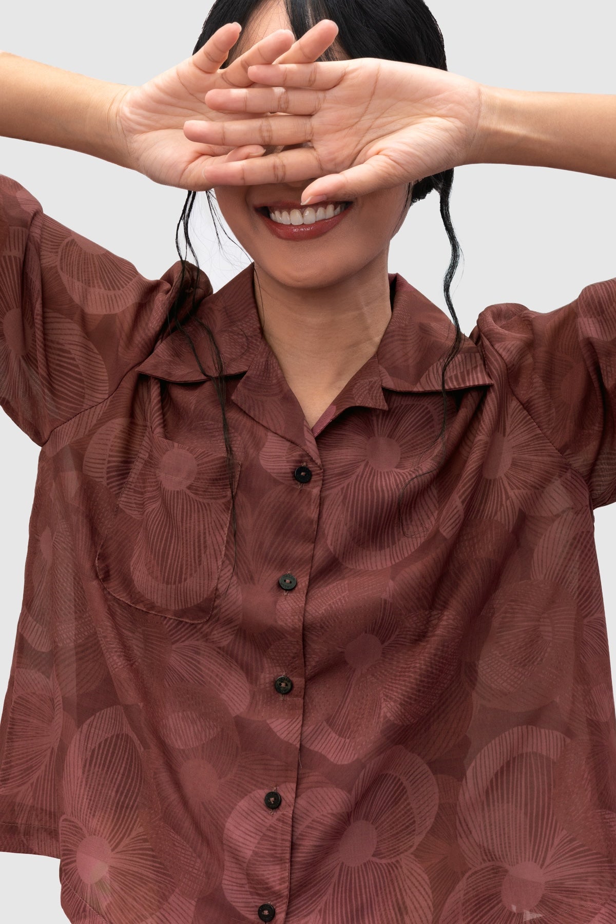 Haze Crop Shirt - Crimson