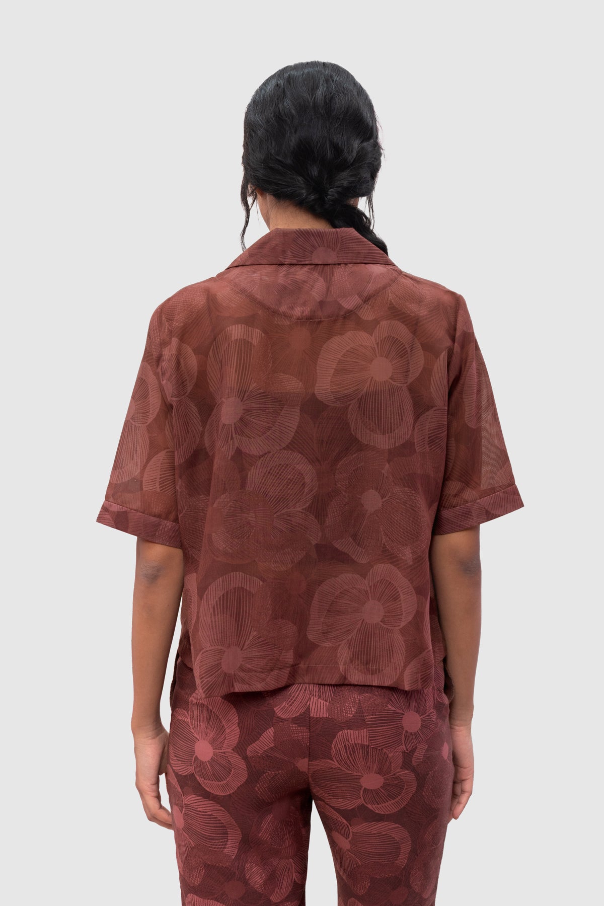Haze Crop Shirt - Crimson