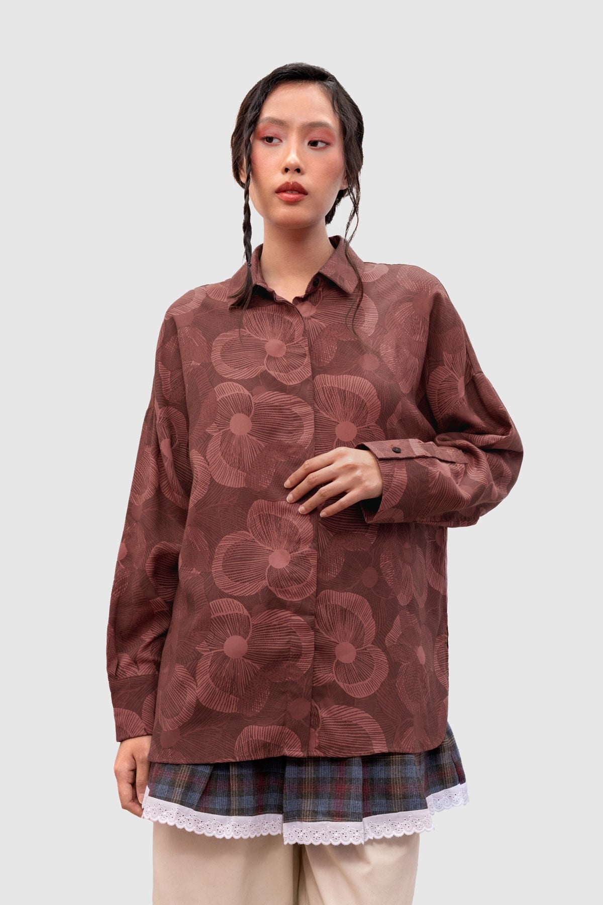 Haze Oversize Shirt - Crimson