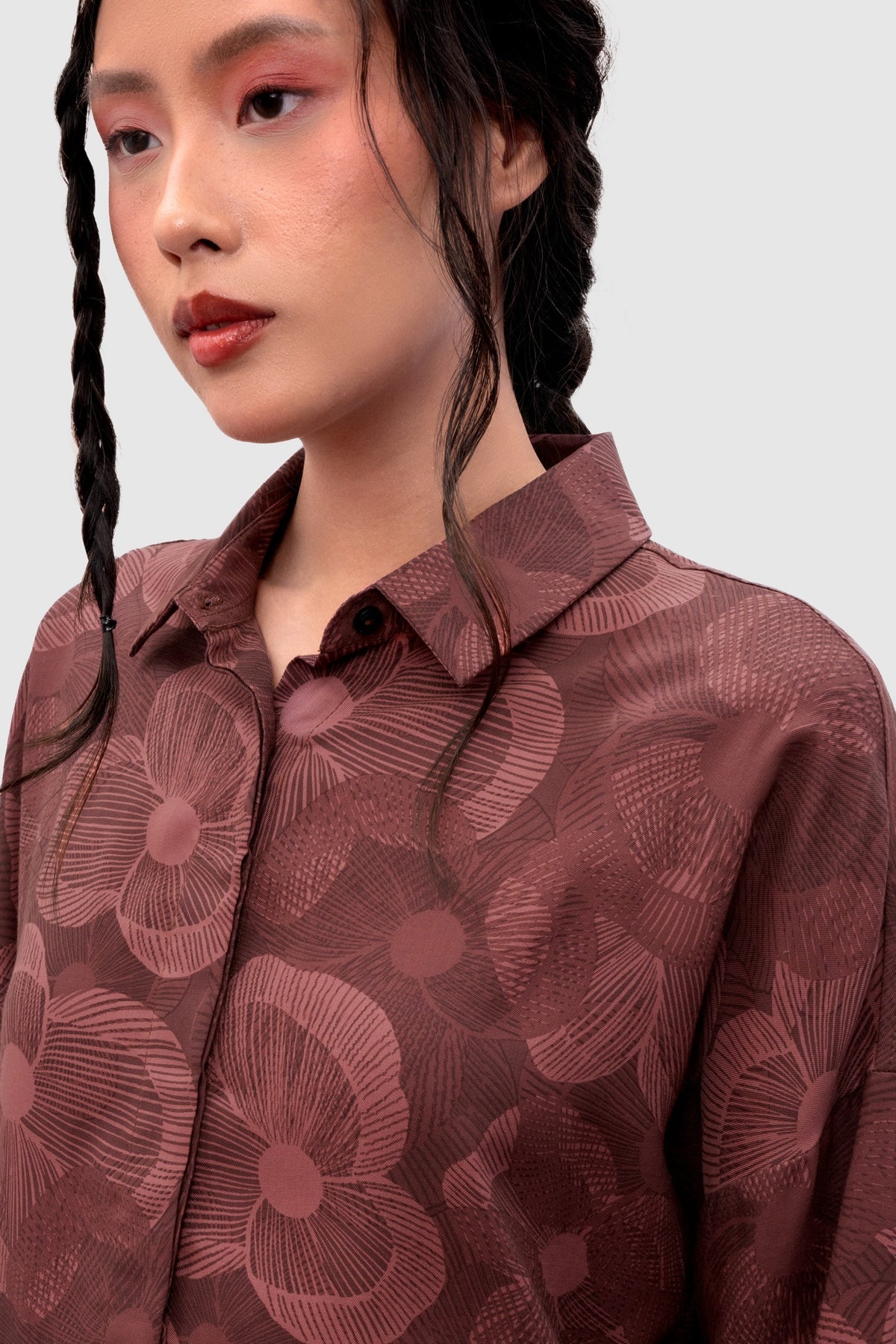 Haze Oversize Shirt - Crimson