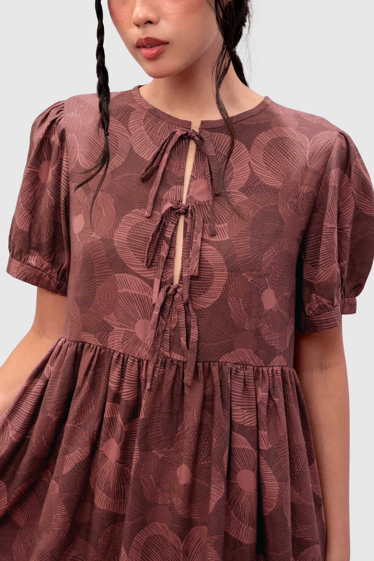 Haze Puffy Dress - Crimson