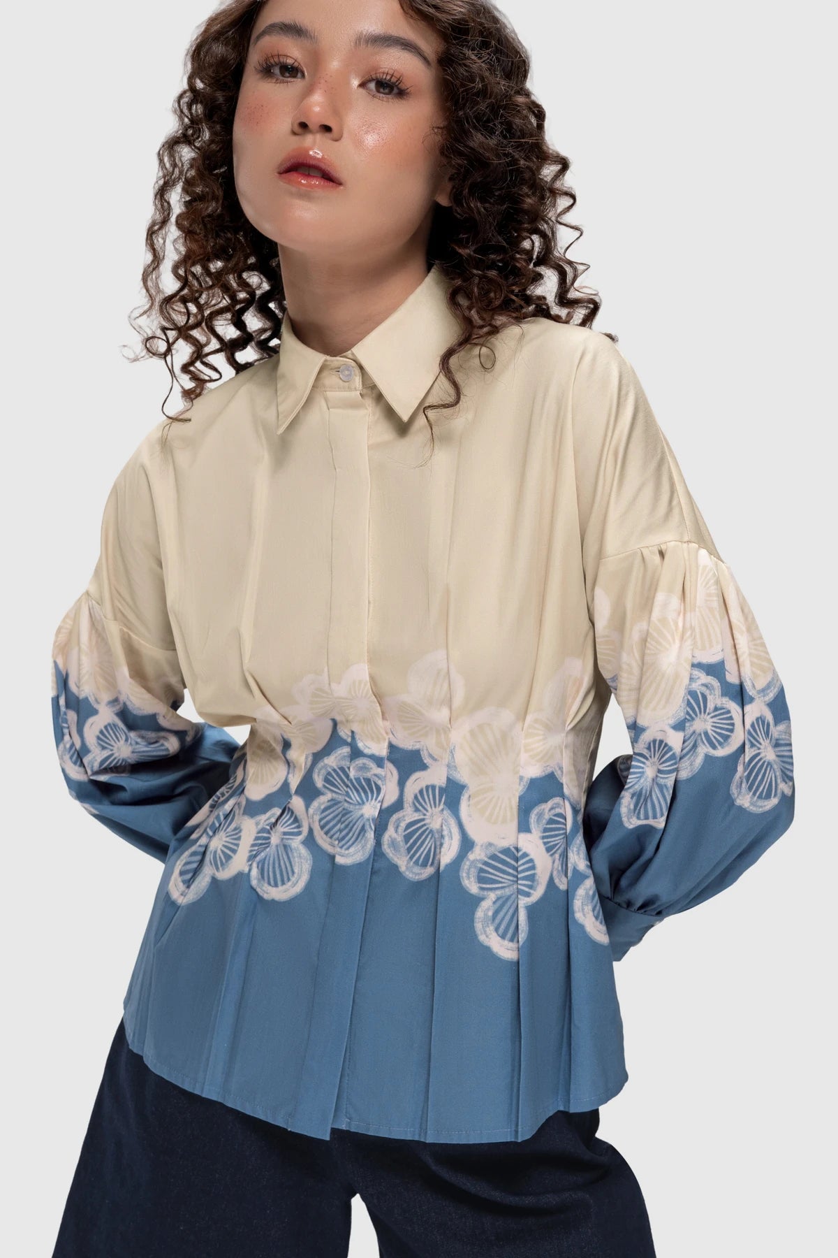 Hazea Tucked Waist Shirt - Azure