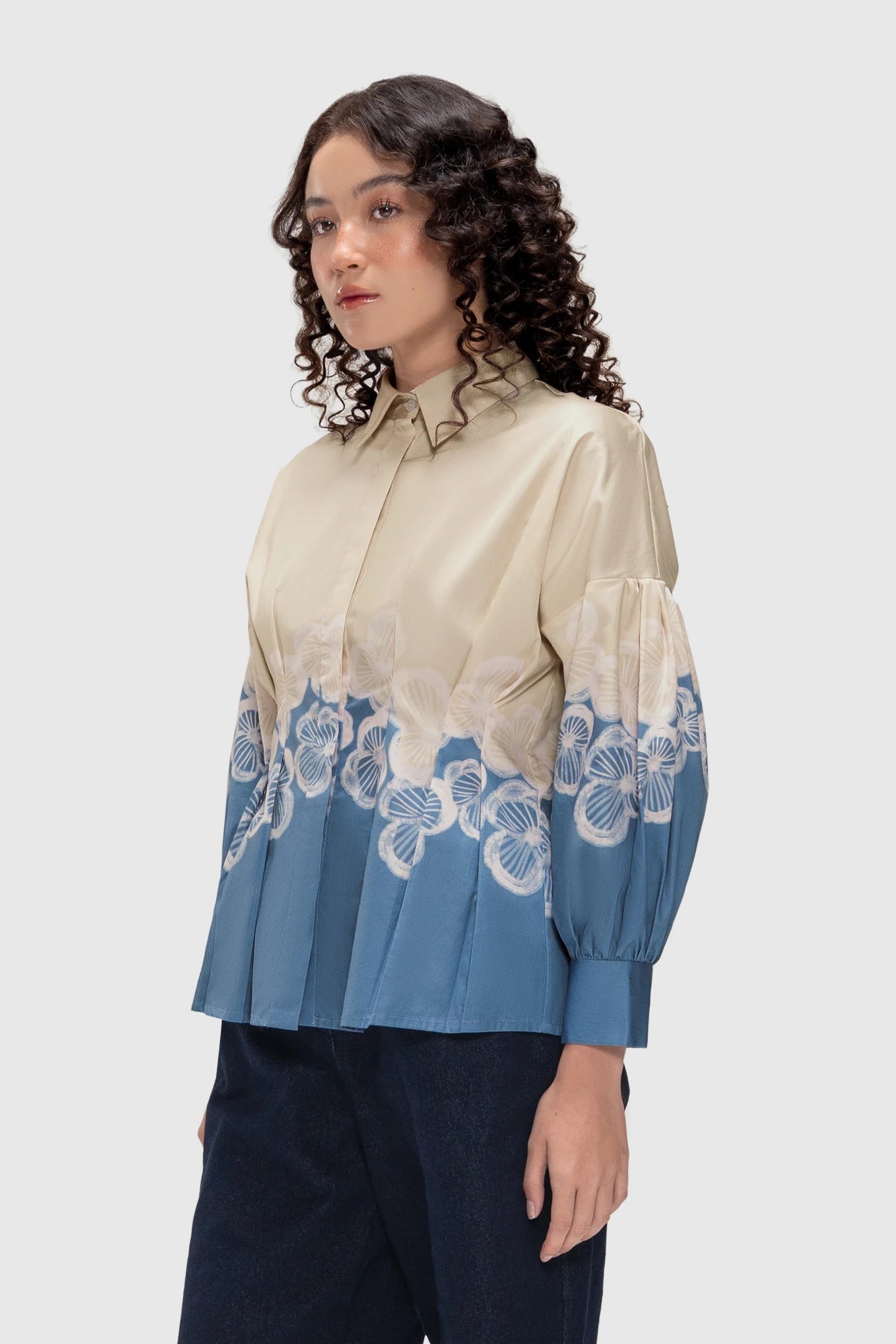 Hazea Tucked Waist Shirt - Azure