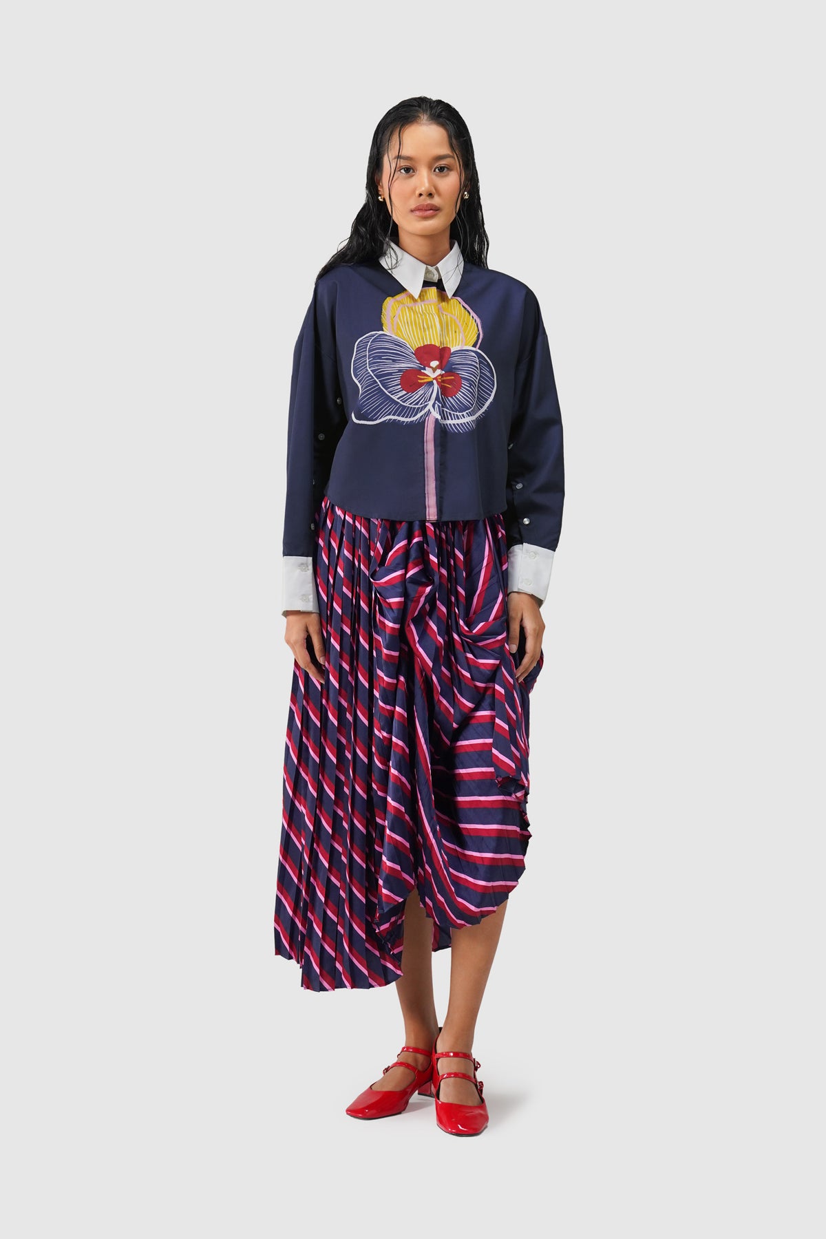 Helena Crop Shirt - Midnight