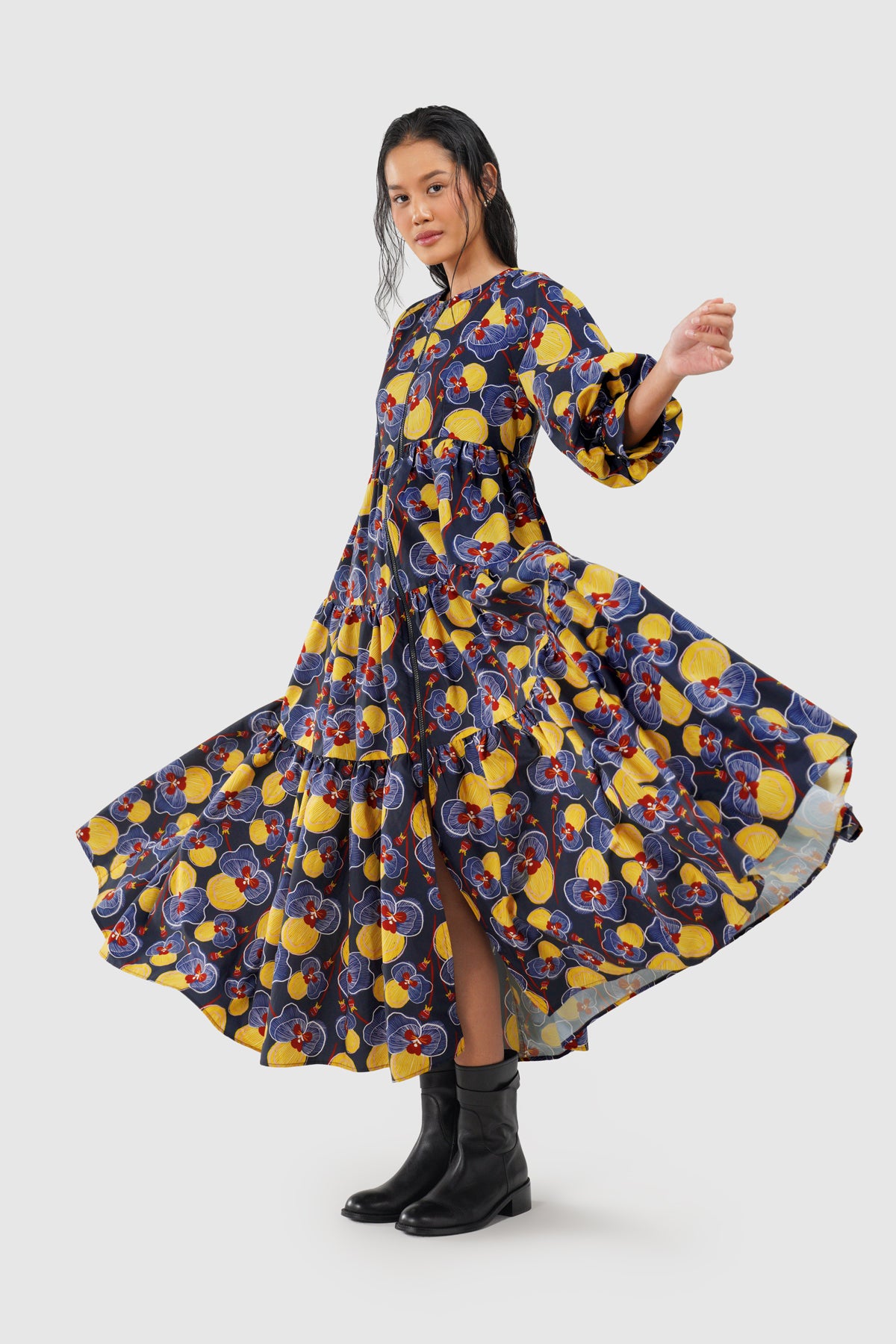 helena long sleeve floral maxi dress Helena Tiered Dress