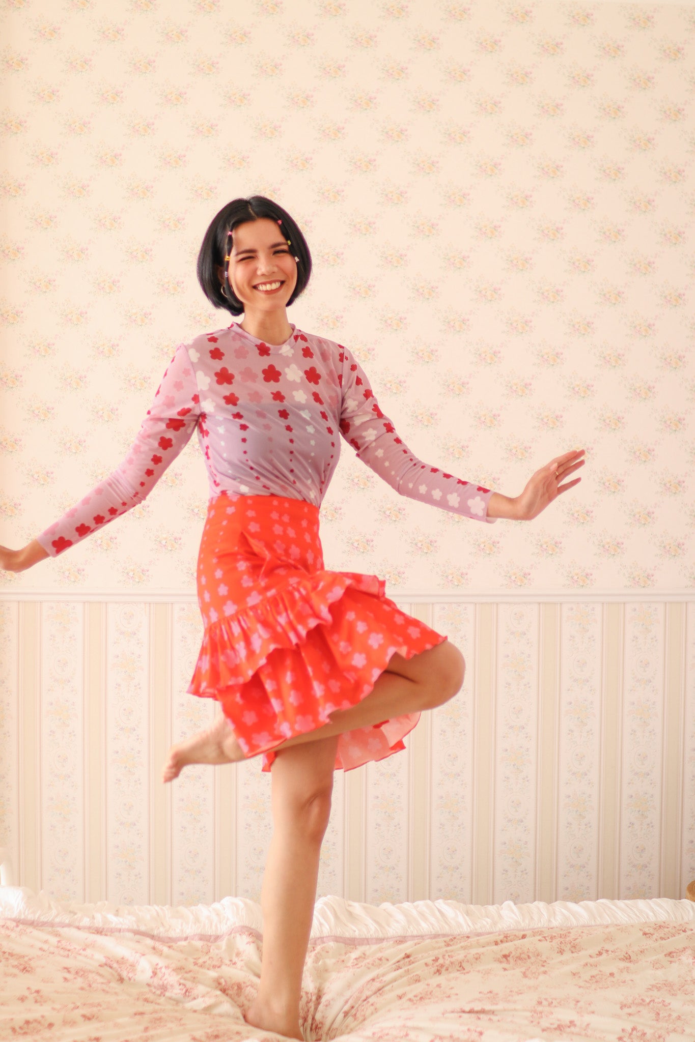 STARS MESH TOP IN PINK